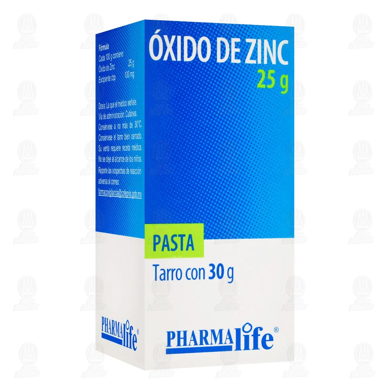 Óxido de Zinc 25 gr, Tarro 30 gr Pharmalife.