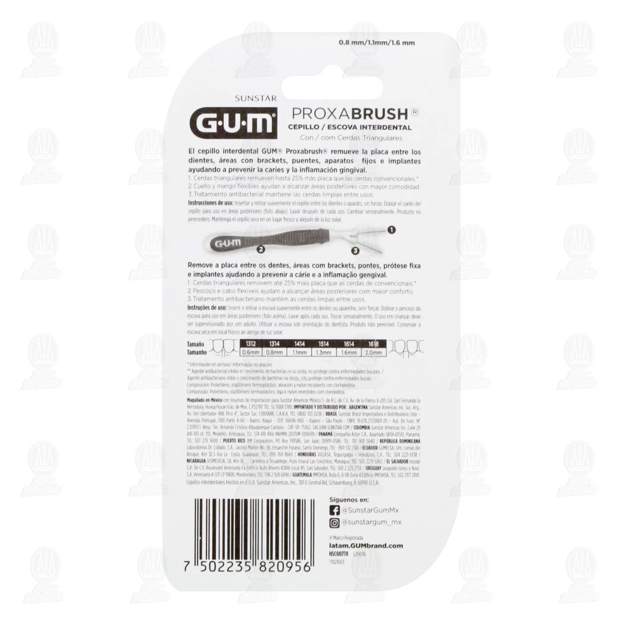 Cepillo Interdental Gum Proxabrush Diferentes Tama&ntilde;os, 3 pzas. image number 1