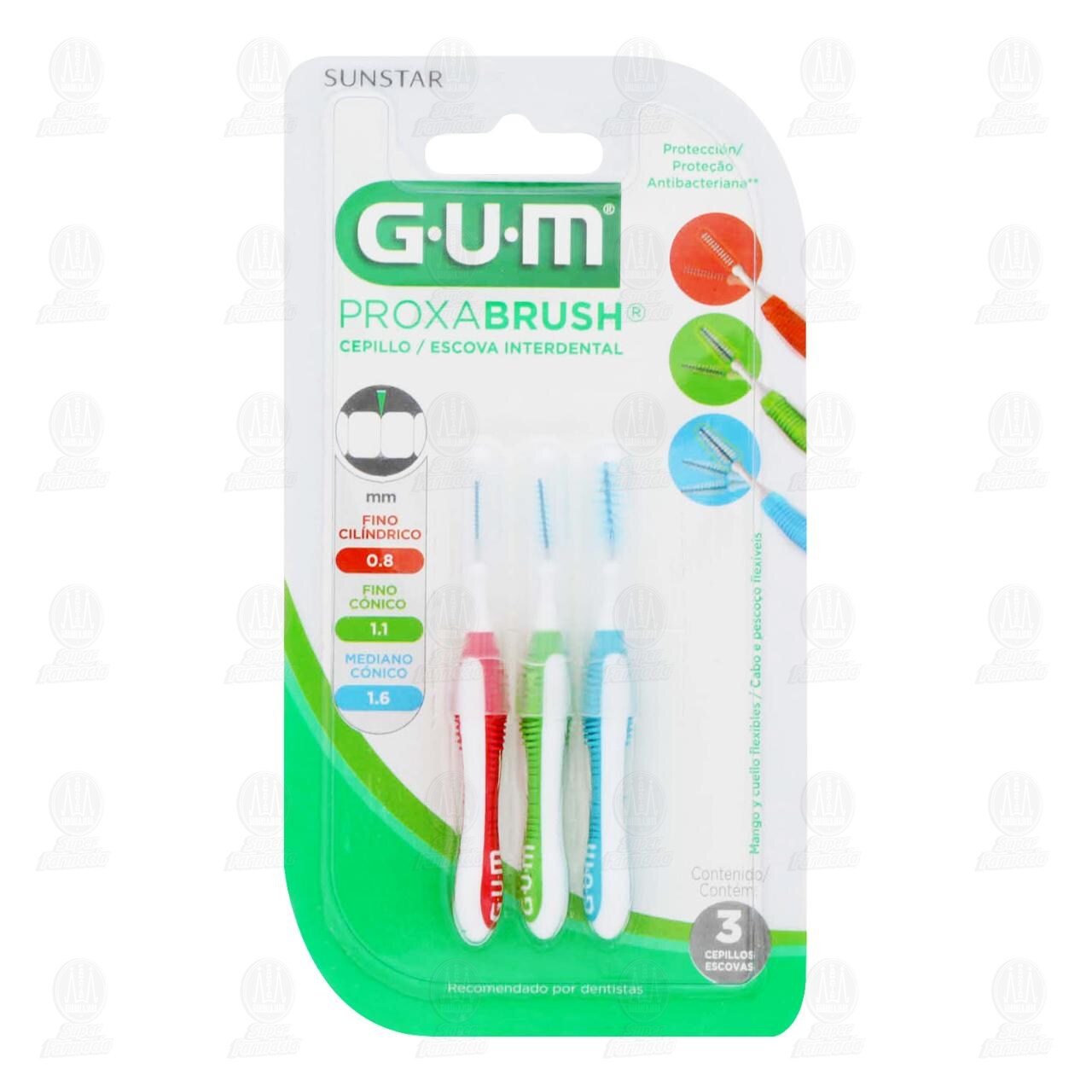 Cepillo Interdental Gum Proxabrush Diferentes Tama&ntilde;os, 3 pzas.
