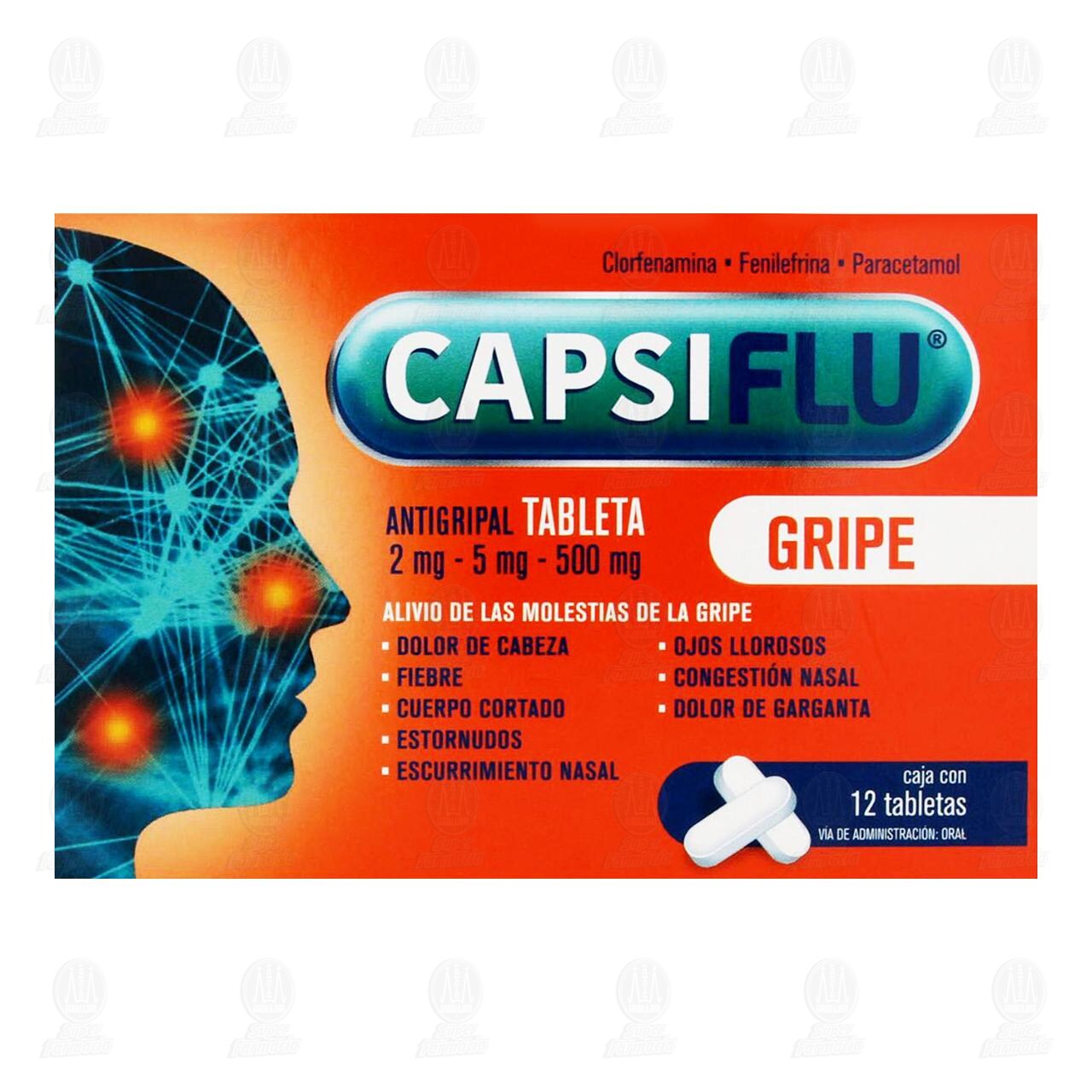 Capsiflu Gripe 2mg/5mg/500mg, 12 Tabletas. image number 1