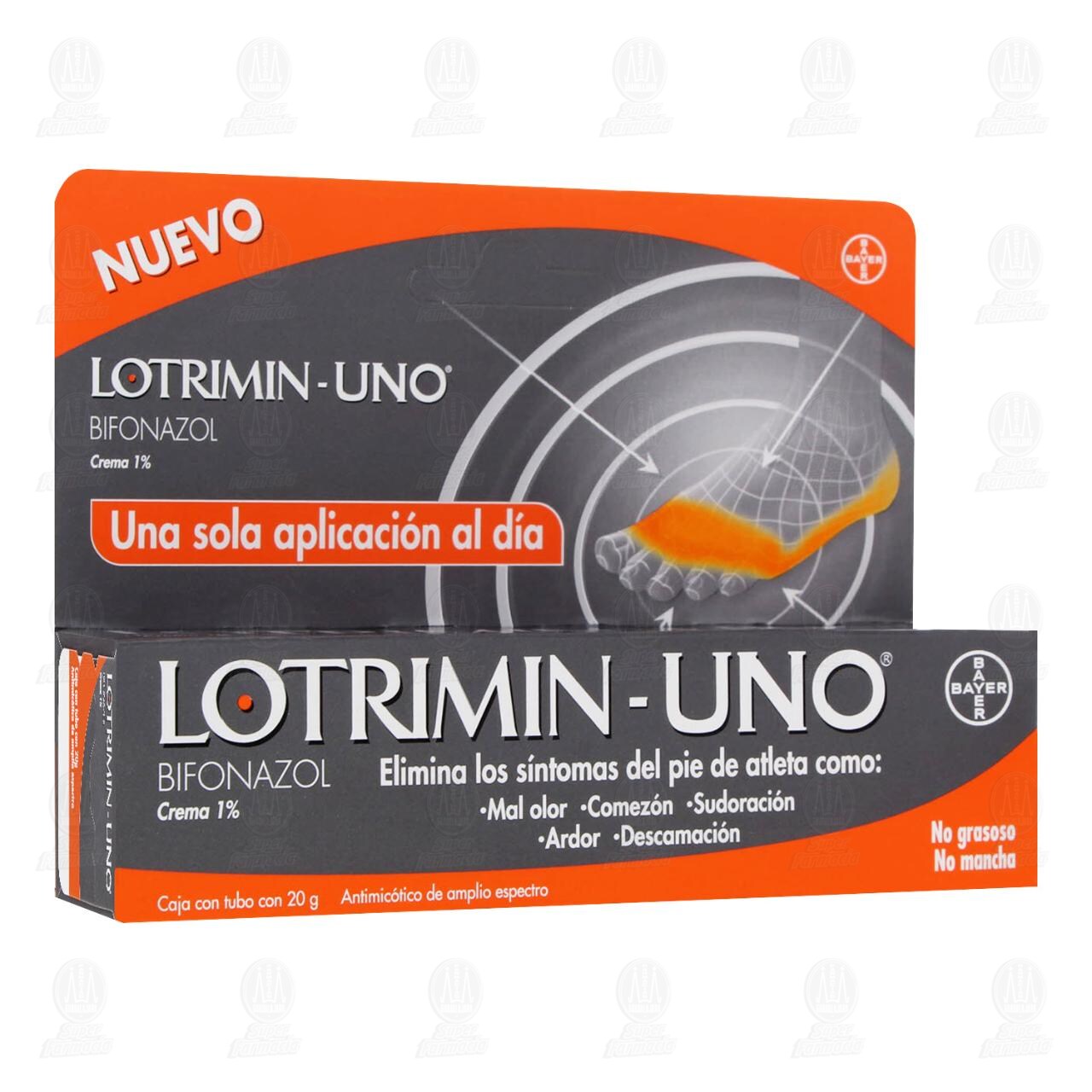 Lotrimin-Uno de Bayer Crema de Aplicación Tópica para Afecciones como el Pie de Atleta, 20gr. image number 0
