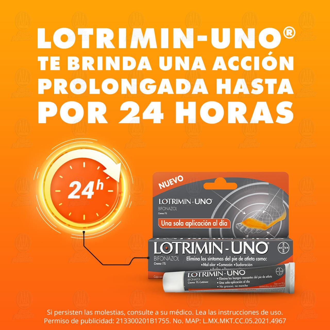 Lotrimin-Uno de Bayer Crema de Aplicación Tópica para Afecciones como el Pie de Atleta, 20gr. image number 2