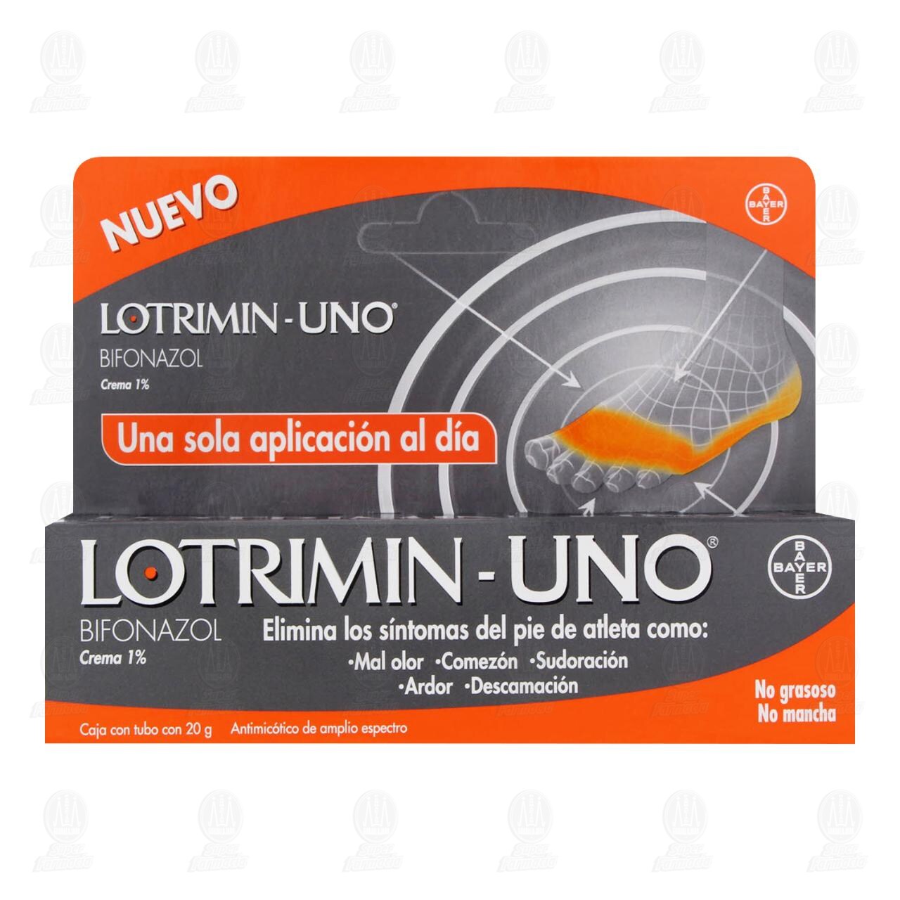 Lotrimin-Uno de Bayer Crema de Aplicación Tópica para Afecciones como el Pie de Atleta, 20gr. image number 1