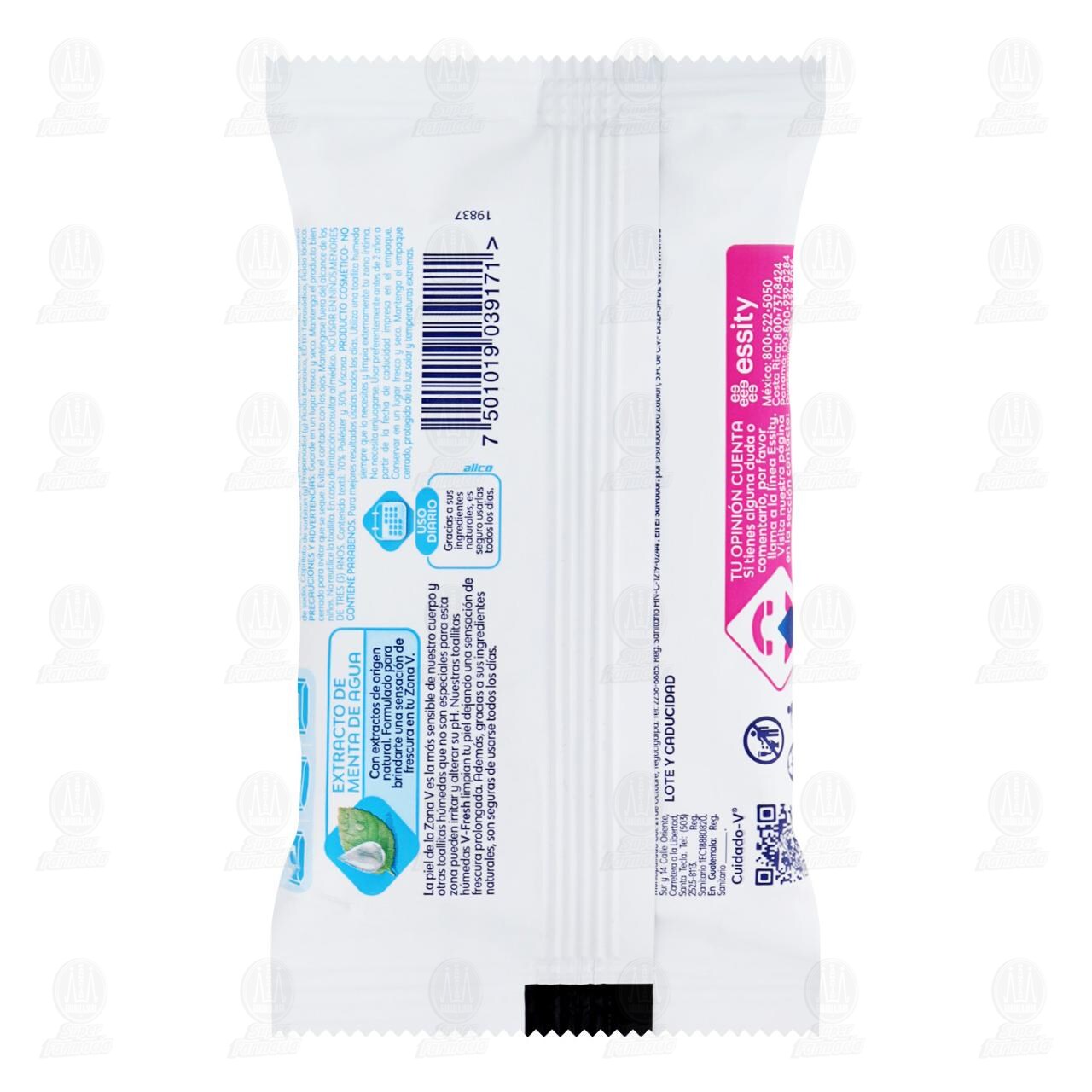 Toallitas Húmedas Saba Diarios V-Fresh Menta de Agua, 12 pzas. image number 1