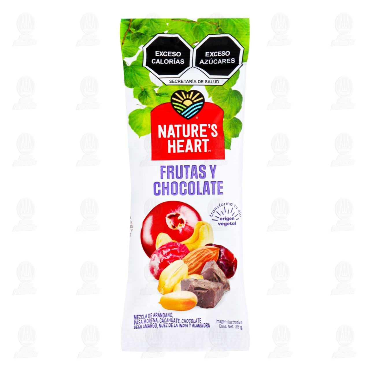 Botana Nature's Heart Frutas y Chocolate, 35 gr.