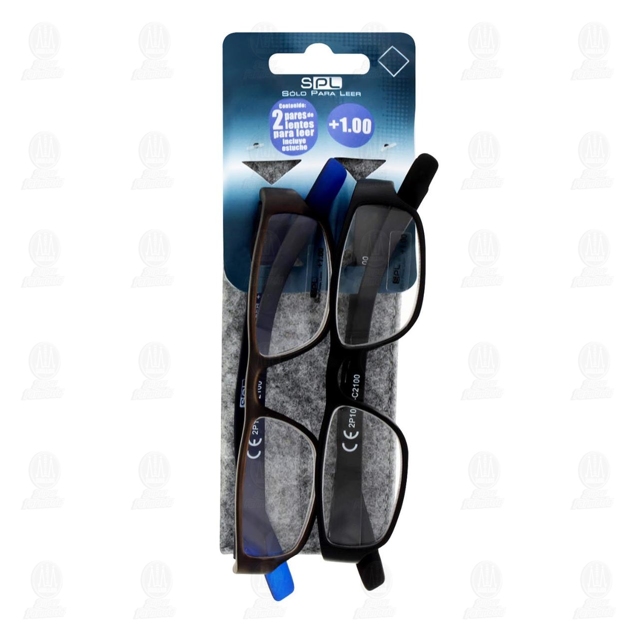 Imagen para Lentes SPL para Lectura Grad. +1.00 Color Negro + Gris/Azul C/Estuche, 3 pzas.