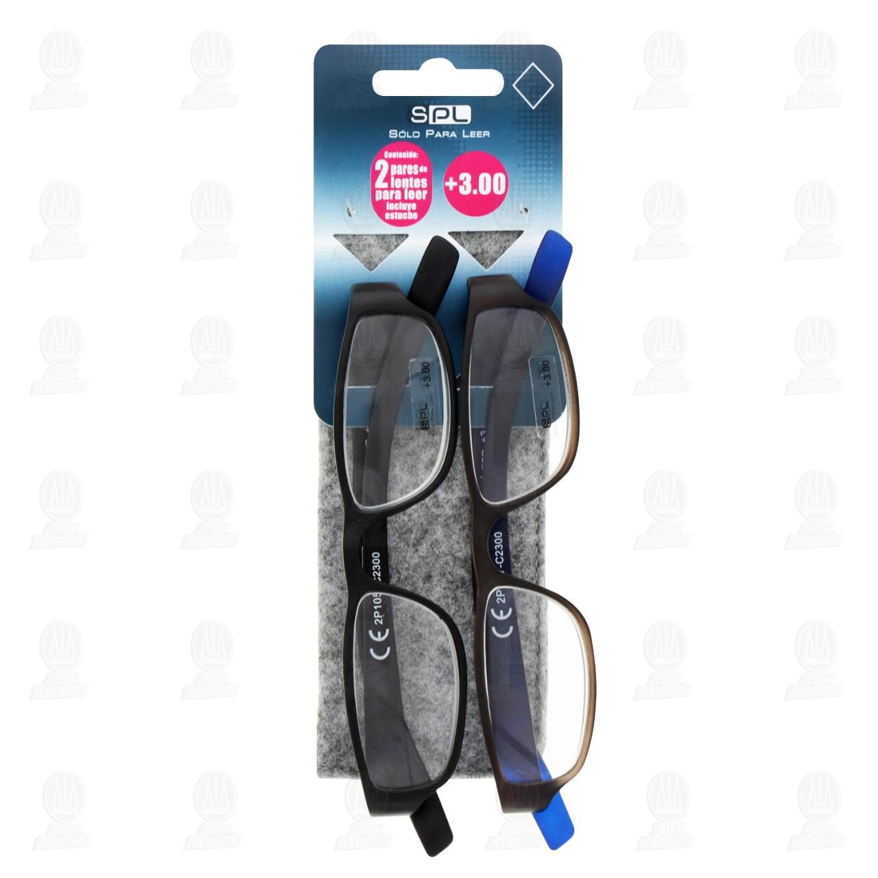 Lentes SPL para Lectura Grad. +3.00 Color Negro + Gris/Azul C/Estuche, 2 pzas. image number 0