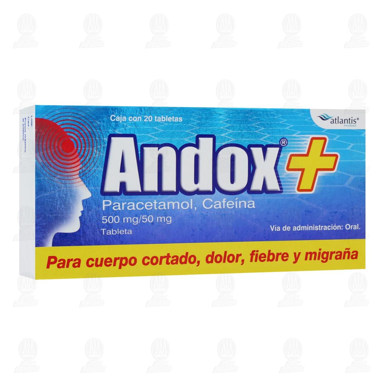 Imagen para Andox + 500mg/50mg, 20 Tabletas.