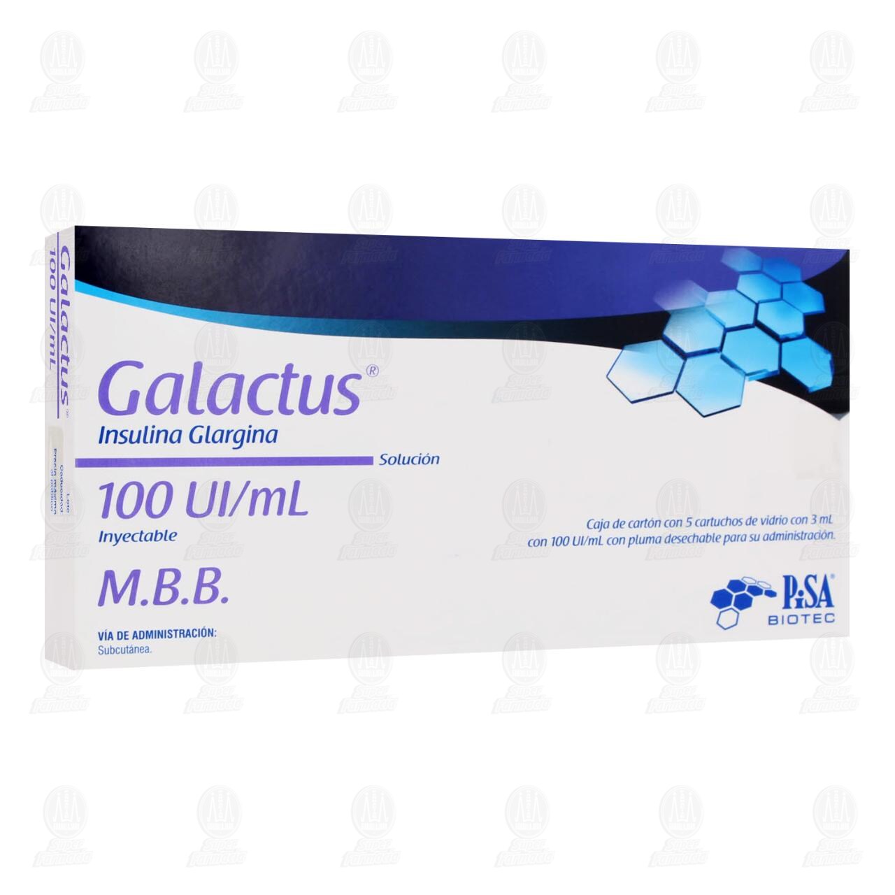 Galactus 100UI/ml Solución Inyectable 5 Cartuchos para Uso en Pluma, 3 ml c/u.