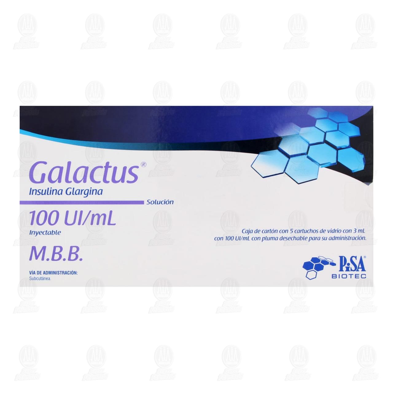 Galactus 100UI/ml Solución Inyectable 5 Cartuchos para Uso en Pluma, 3 ml c/u. image number 1
