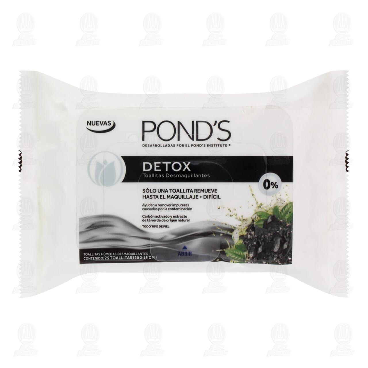 Toallitas Desmaquillantes Pond's Detox, 25 pzas.