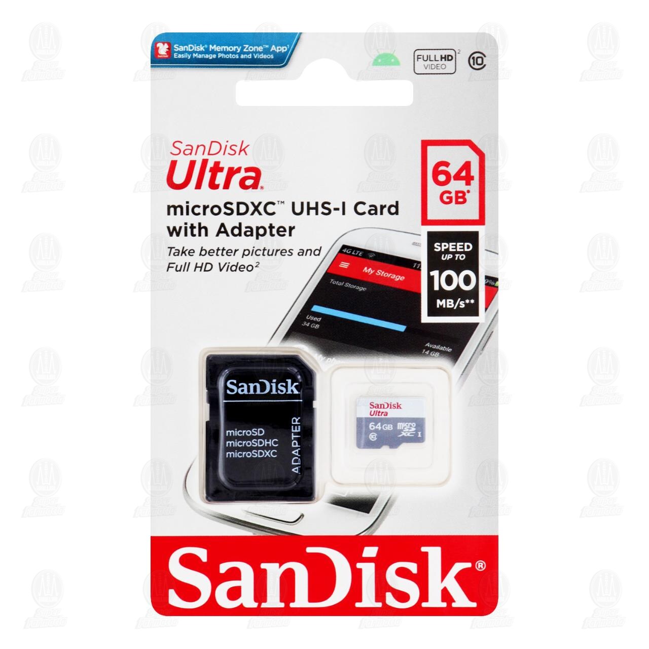 Memoria SanDisk Micro SD de 64GB, 2 pzas.