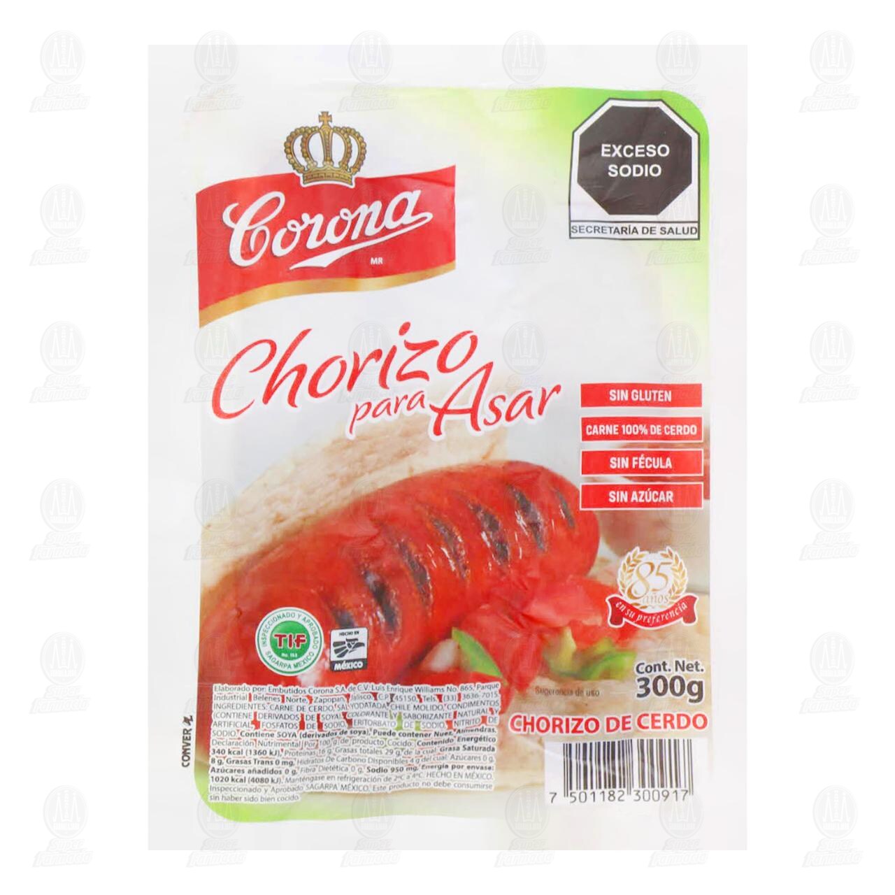 Chorizo Corona para Asar, 3 gr.