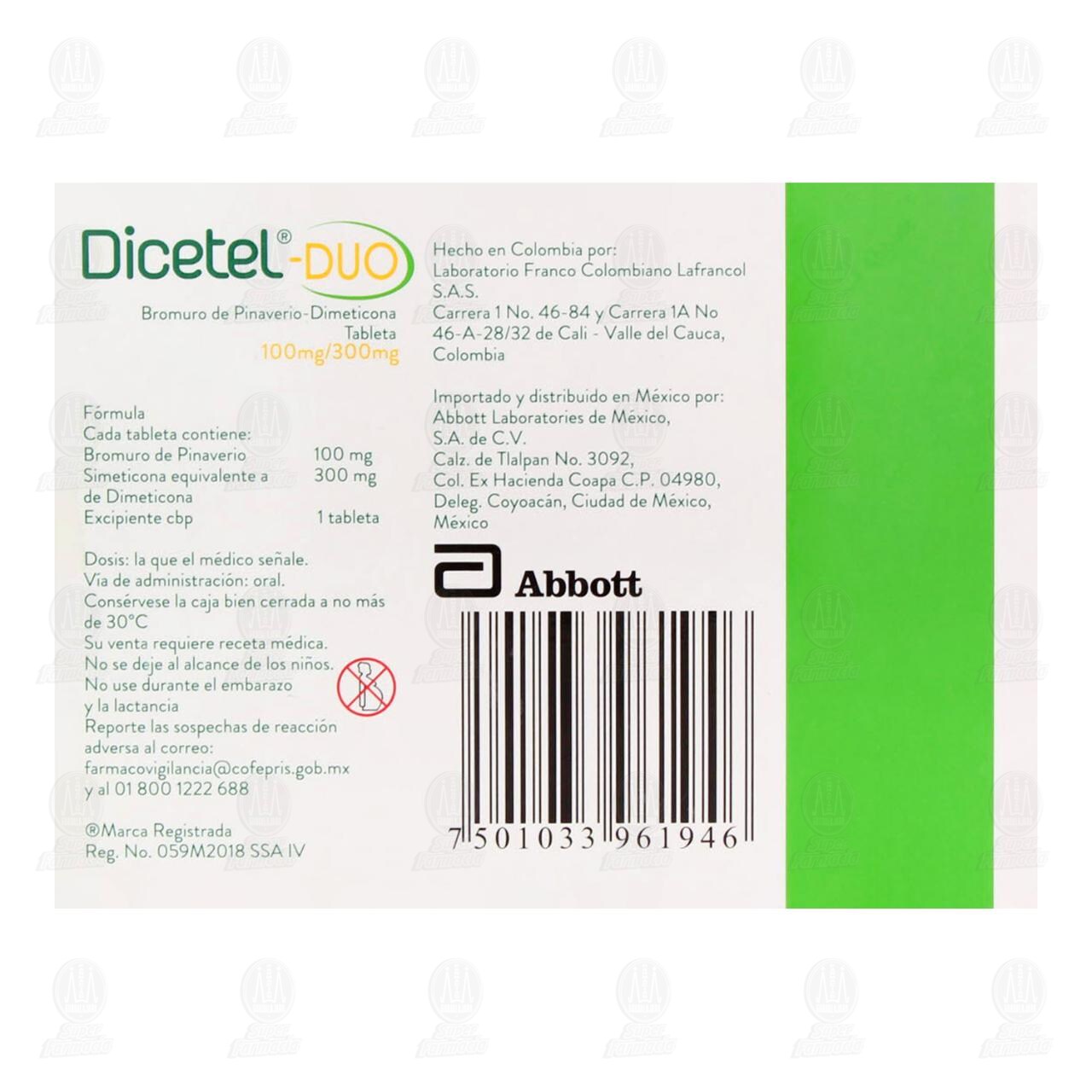 Dicetel-Duo 100mg/300mg, 36 Tabletas. image number 2