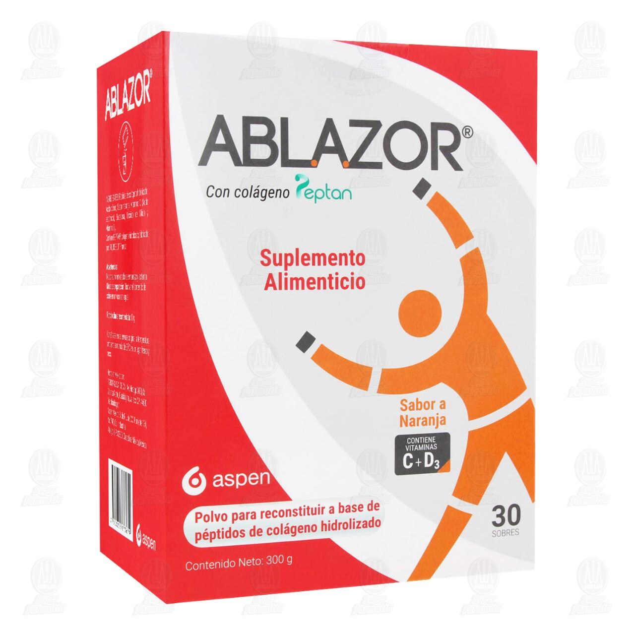 Suplemento Alimenticio Ablazor con Col&aacute;geno Peptan en Polvo Sabor Naranja, 300 gr.