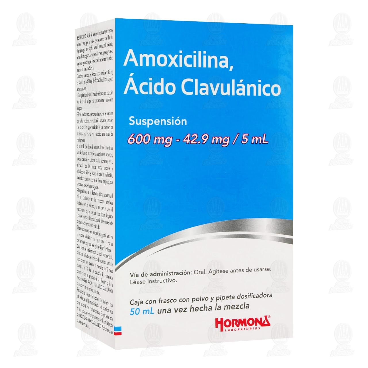 Amoxicilina, Ácido Clavulánico 600mg/42.9 mg Suspensión 50 ml