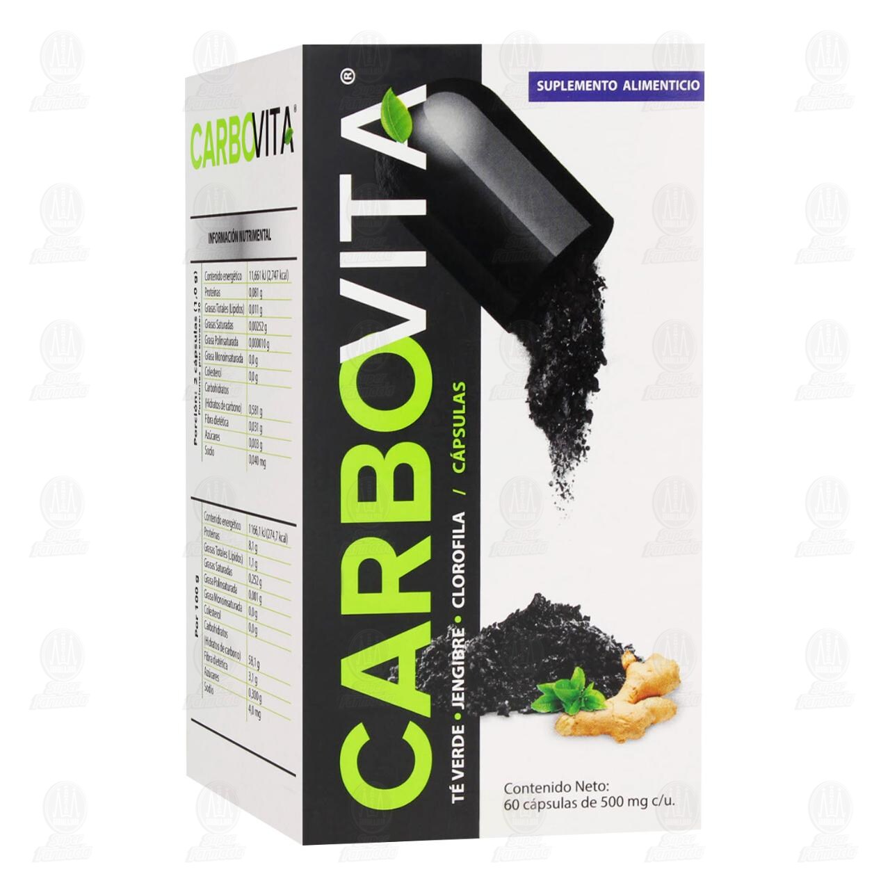 Carbovita 500 mg Suplemento Alimenticio, 60 C&aacute;psulas. image number 0