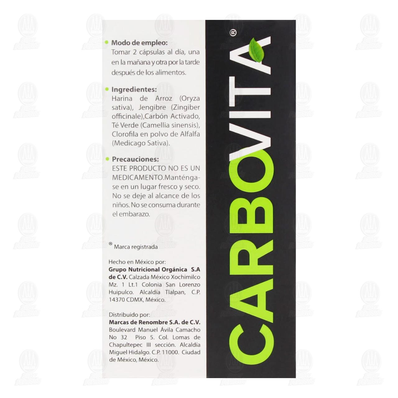Carbovita 500 mg Suplemento Alimenticio, 60 C&aacute;psulas. image number 2