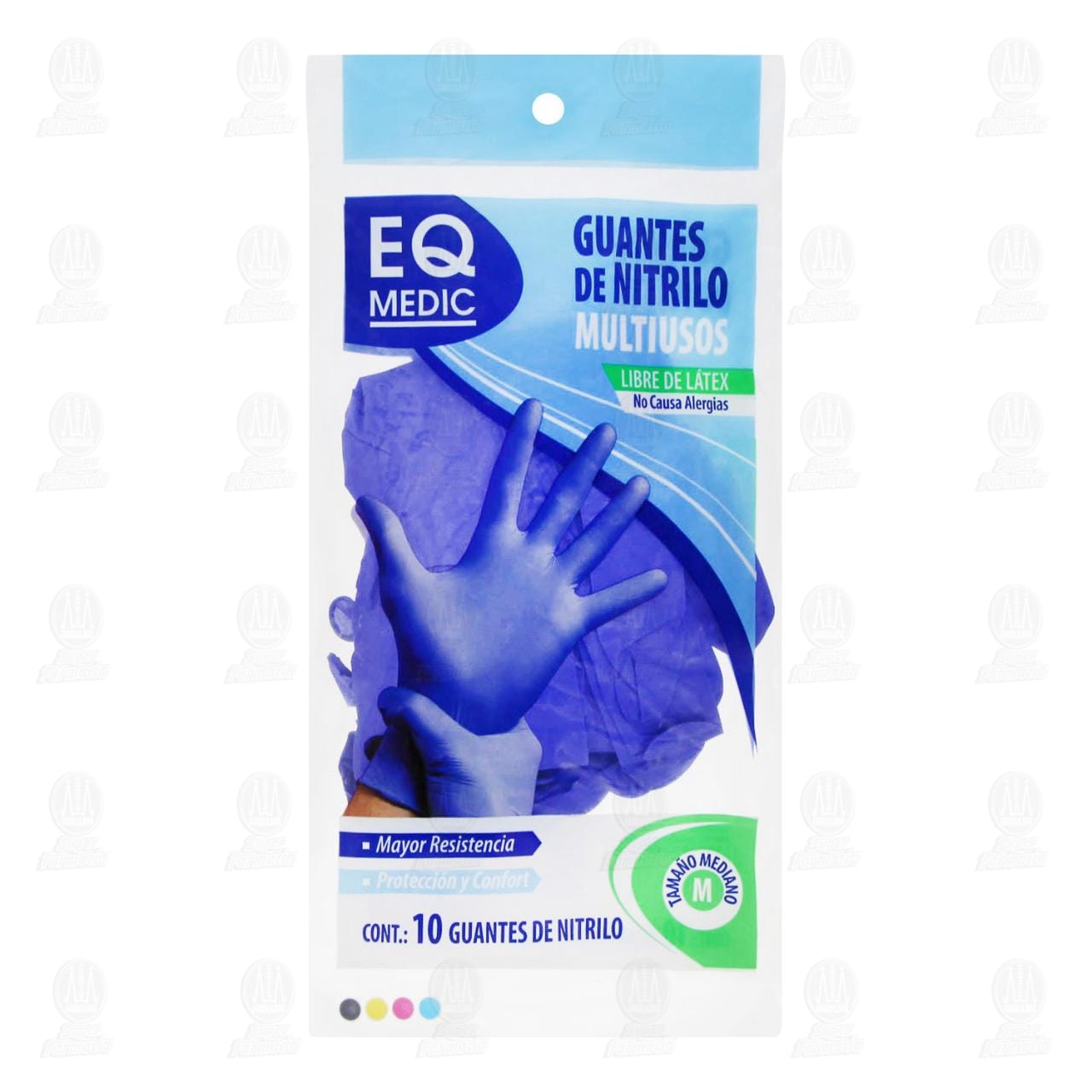Guantes de Nitrilo EQ Medic Multiusos Tama&ntilde;o Mediano, 10 pzas. image number 0
