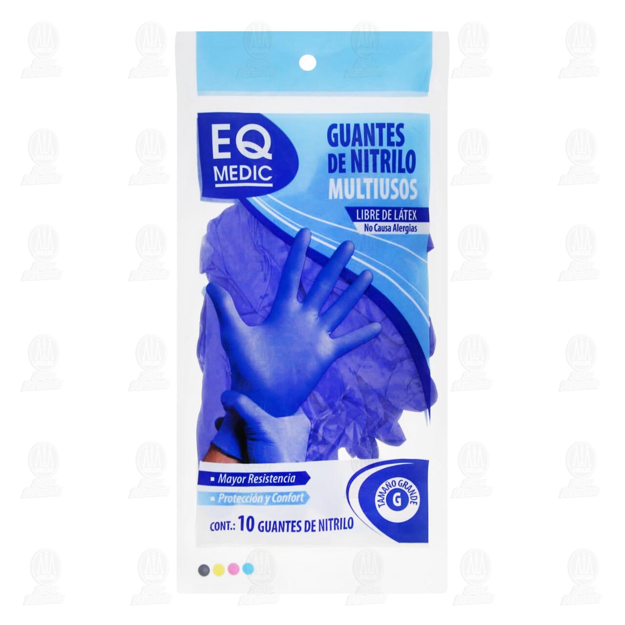 Guantes de Nitrilo EQ Medic Multiusos Tama&ntilde;o Grande, 10 pzas. image number 0