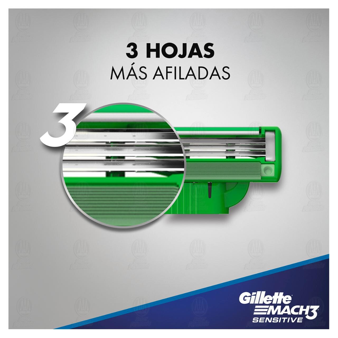M&aacute;quina para Afeitar Gillette Mach3 Sensitive con Cartuchos, 3 pzas. image number 2