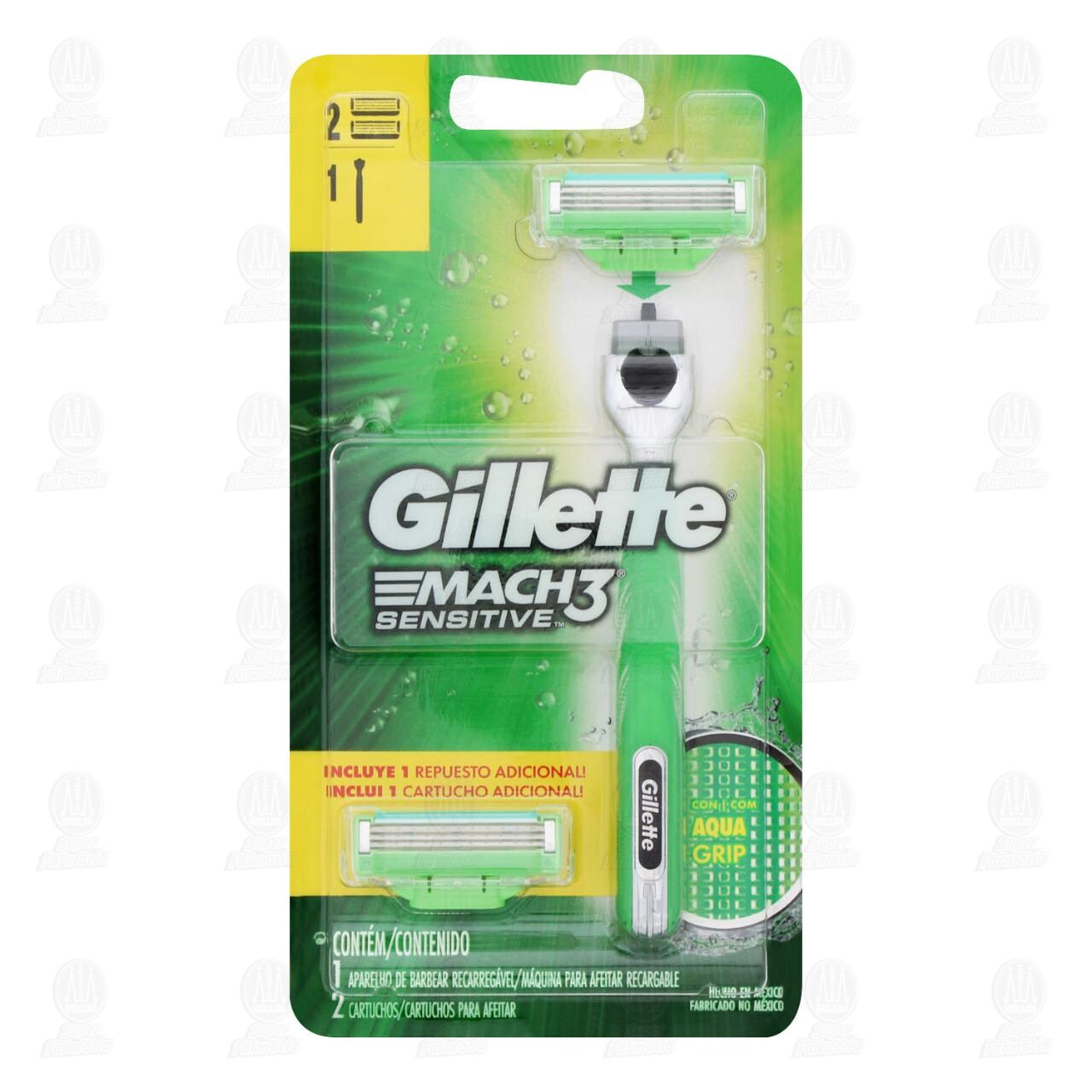 M&aacute;quina para Afeitar Gillette Mach3 Sensitive con Cartuchos, 3 pzas.