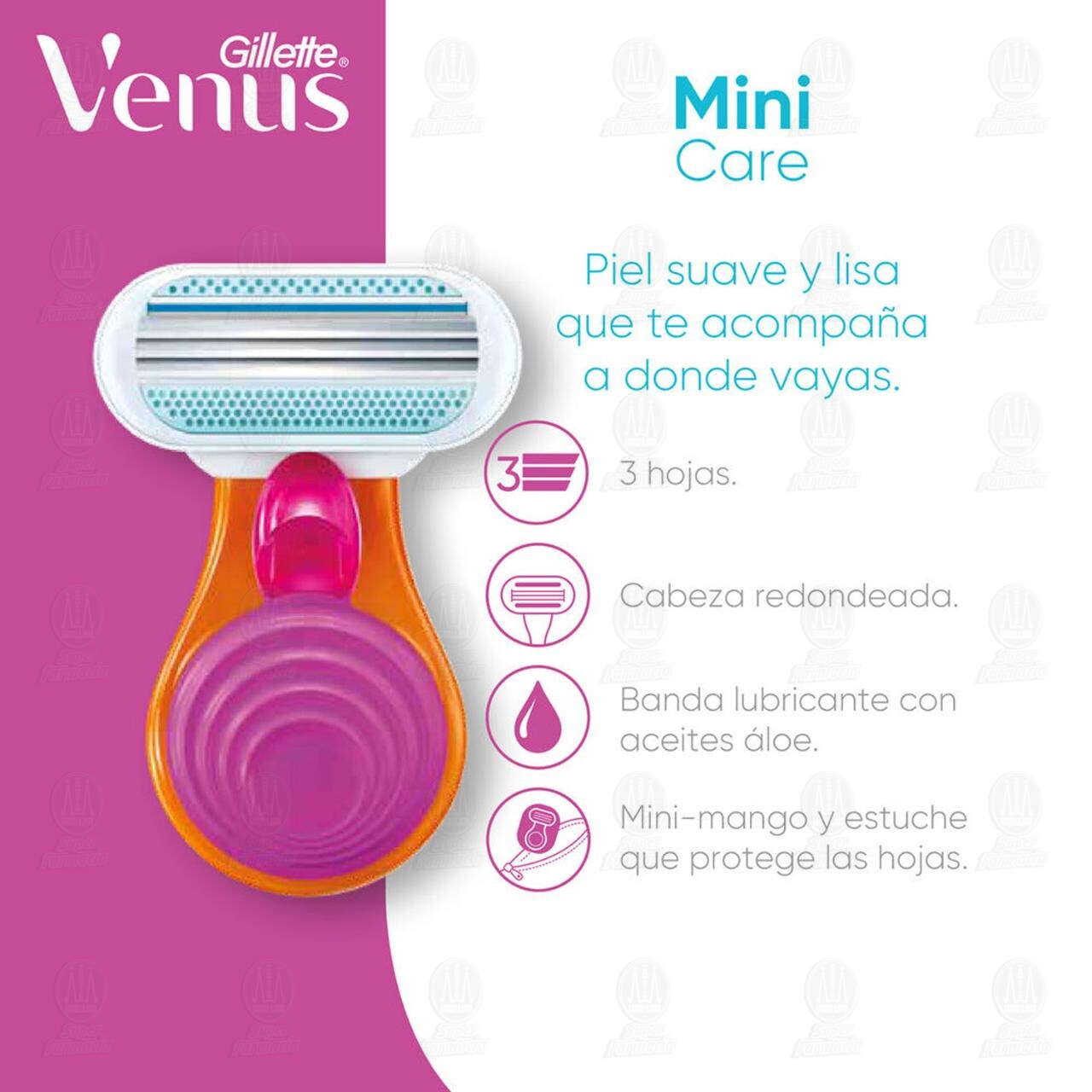 M&aacute;quina para Afeitar Gillette Venus Snap con Cartucho y Estuche, 3 pzas. image number 2