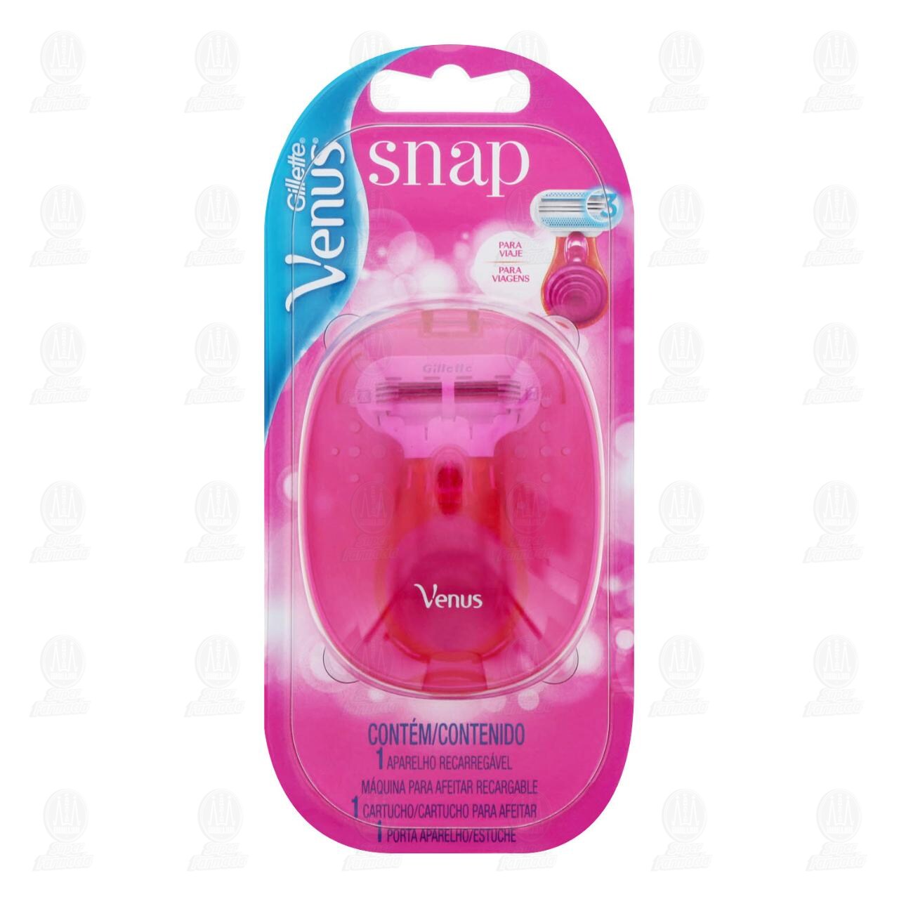 M&aacute;quina para Afeitar Gillette Venus Snap con Cartucho y Estuche, 3 pzas.