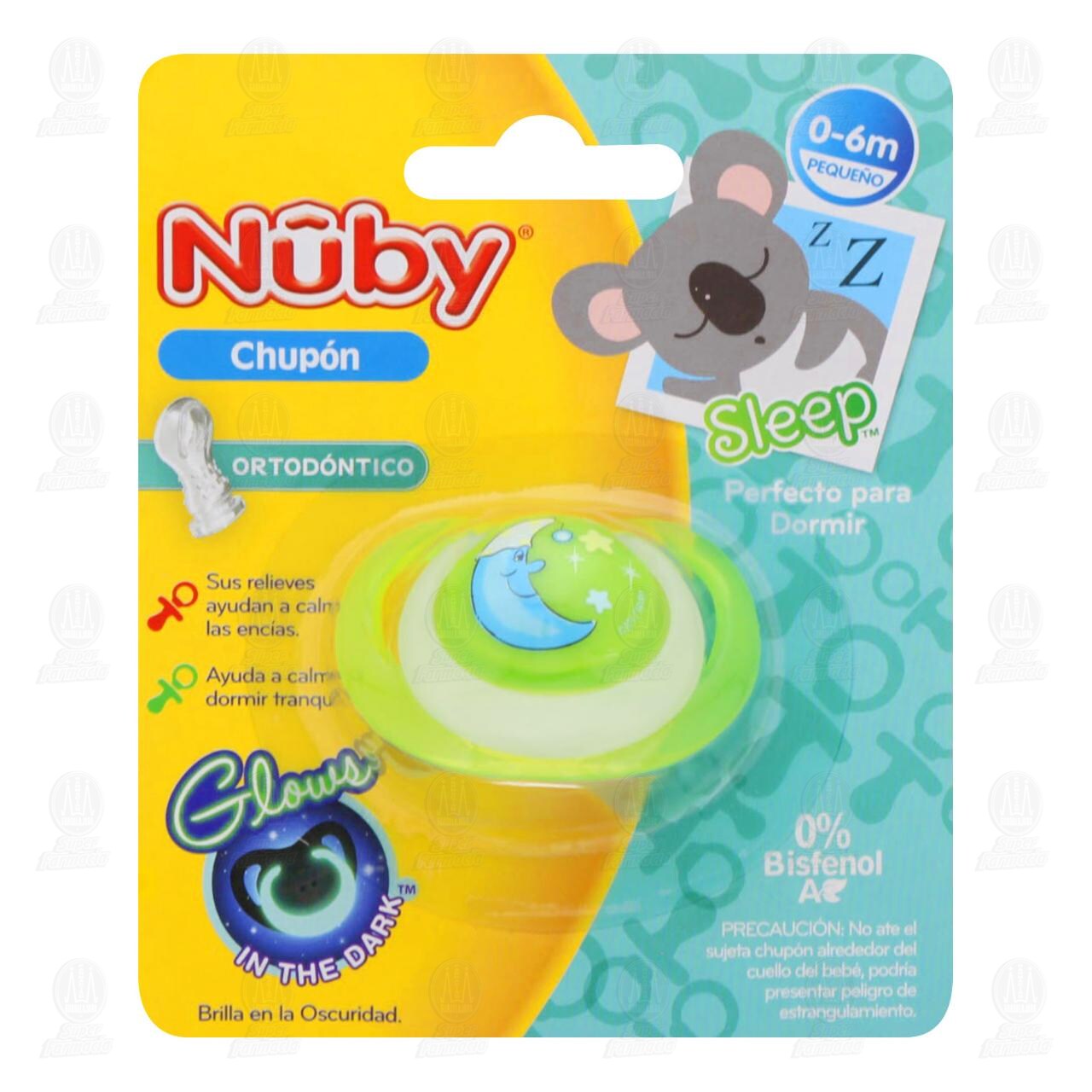 Chupón para Bebé Nuby Sleep Ortodóntico de 0-6 Meses, 1 pz.