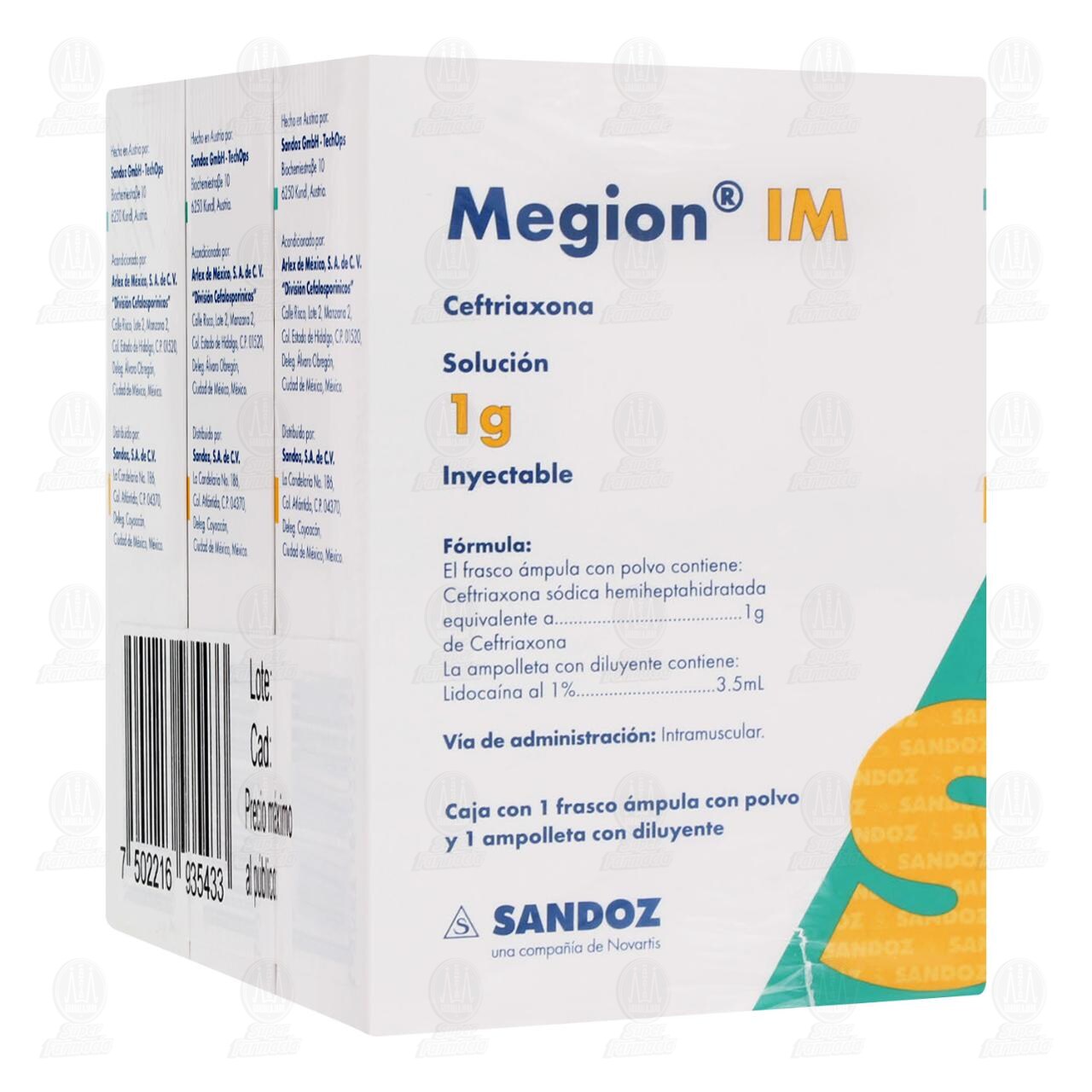 Pack Megion IM 1 gr, Soluci&oacute;n Inyectable 3 Cajas con 1 &Aacute;mpula. image number 0