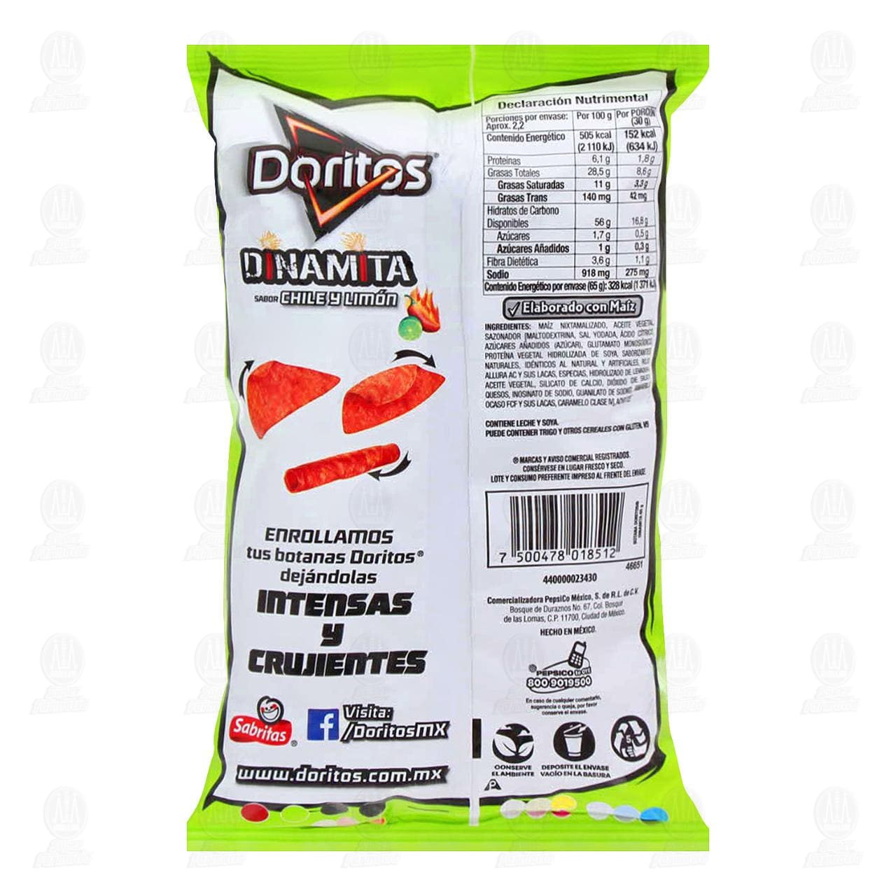Botana Doritos Dinamita Sabor Chile y Lim&oacute;n, 65 gr. image number 1
