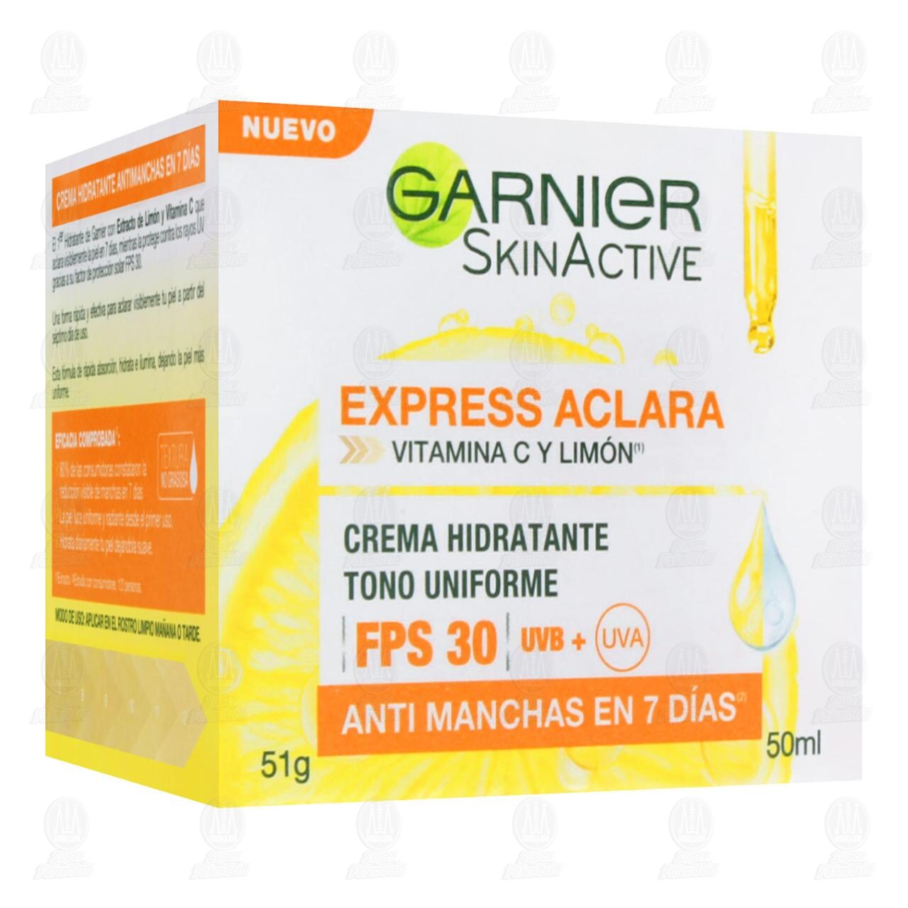 Crema Facial Garnier SkinActive Express Aclara Hidratante Anti Manchas FPS 30, 50 ml. image number 0