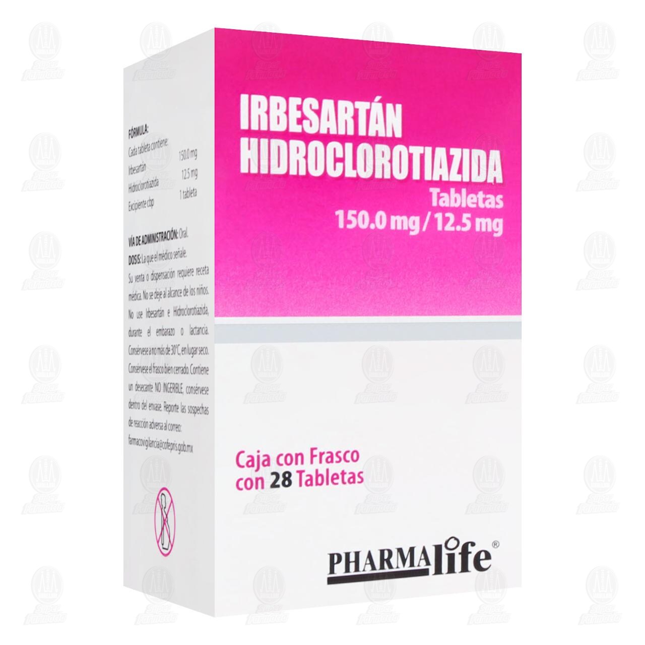 &nbsp;Irbesart&aacute;n Hidroclorotiazida 150.0mg/12.5mg, 28 Tabletas Pharmalife. image number 0