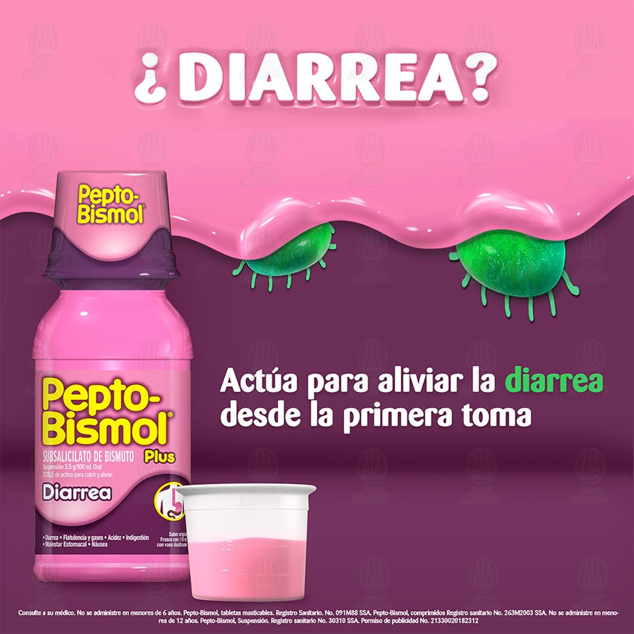 Pepto-Bismol Plus Diarrea Suspensi&oacute;n Sabor Original, 118 ml. image number 2