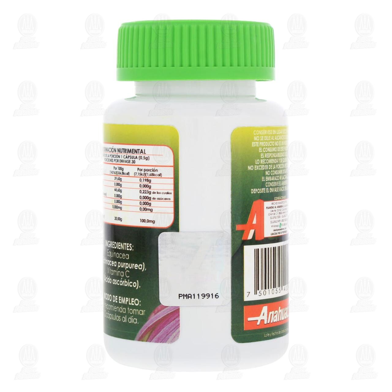 Anahuac Equinacea + Vitamina C 500 mg, 30 Cápsulas. image number 2