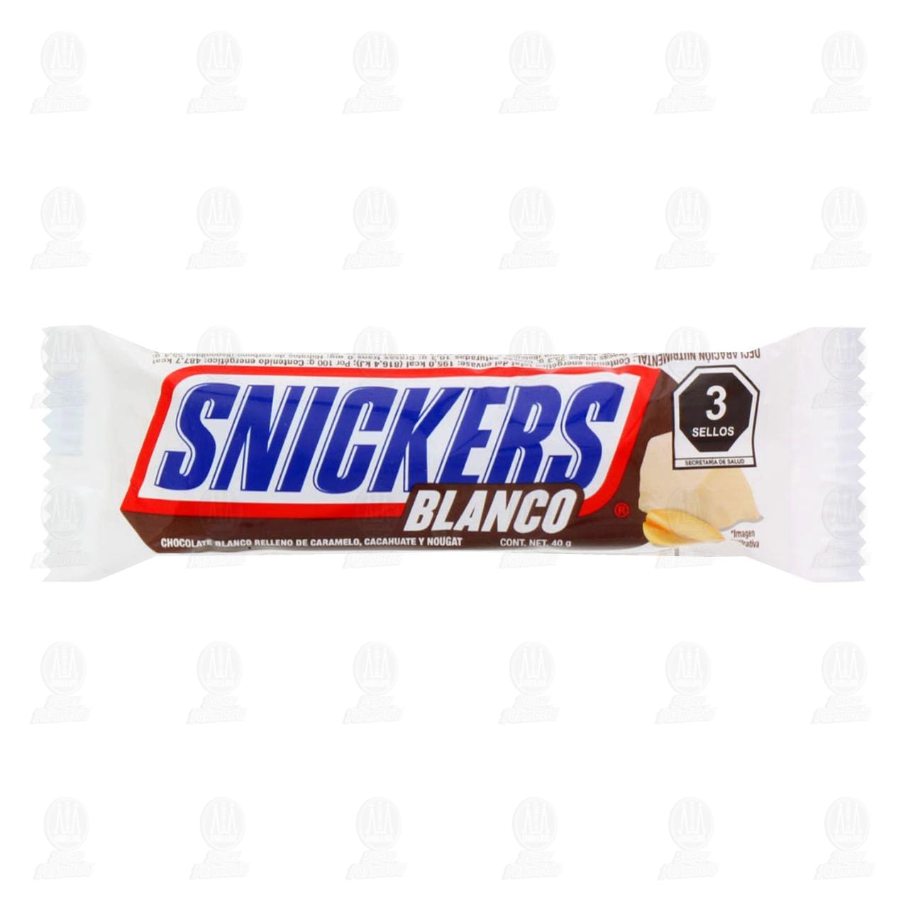 Imagen para Chocolate Snickers Blanco con Caramelo, Cacahuate y Nougat, 40 gr.