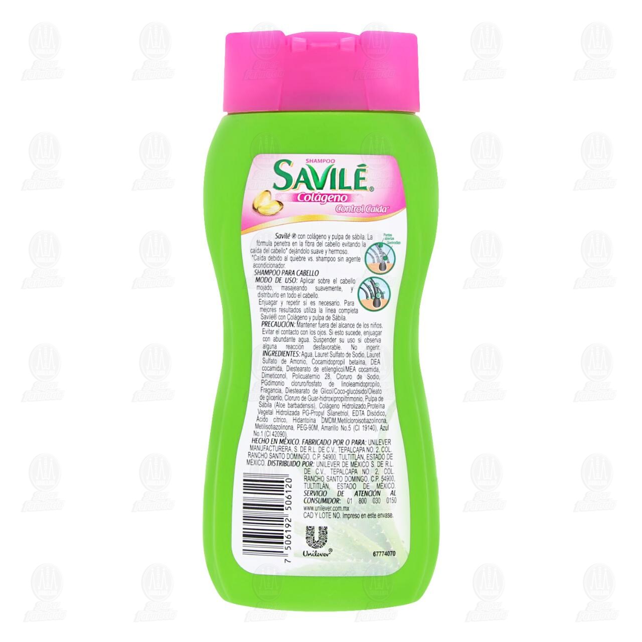 Shampoo Savil&eacute; Control Ca&iacute;da Col&aacute;geno, 180 ml. image number 2