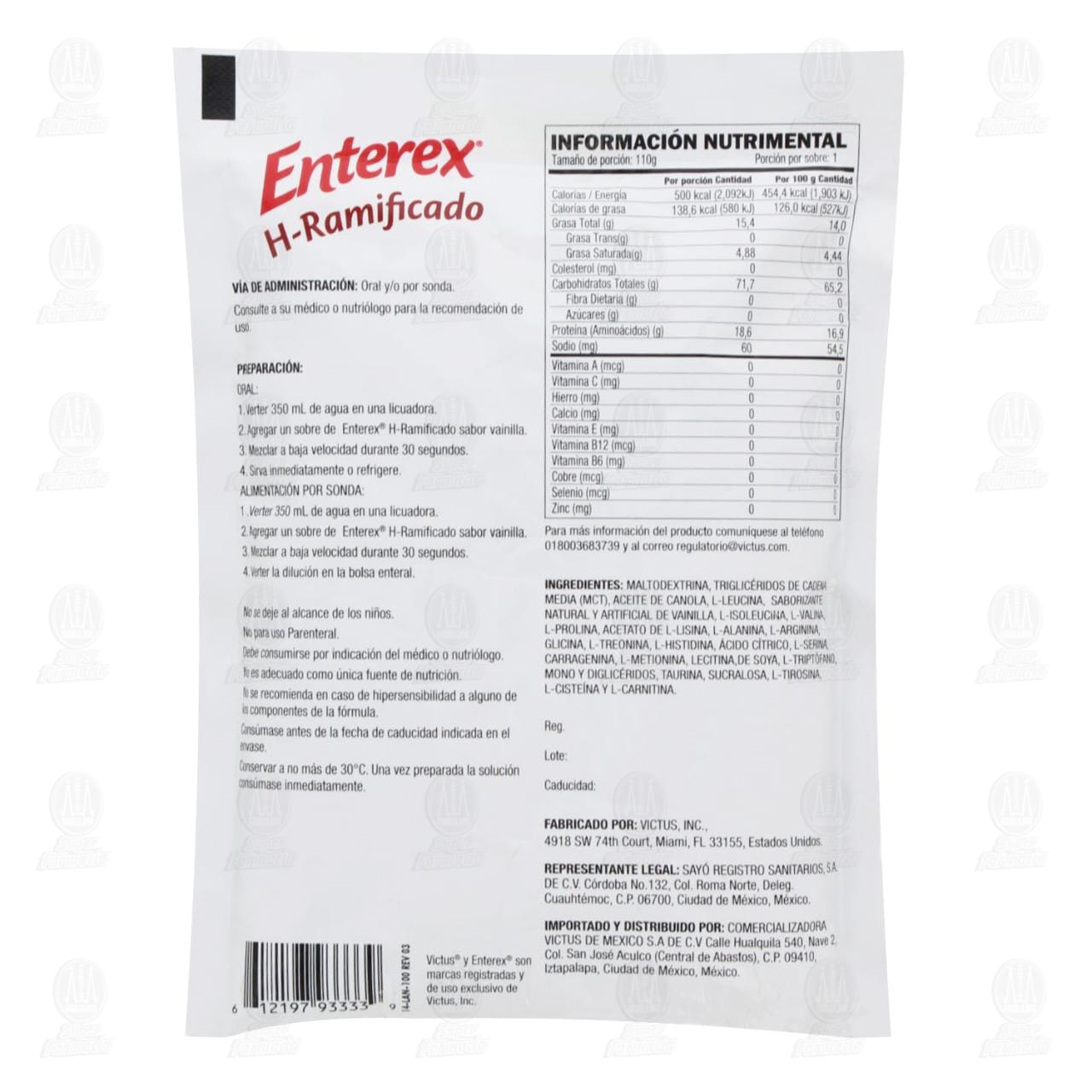 Enterex Powered Fórmula Enterex H-Ramificado en Polvo Sabor Vainilla, 110 gr. de ...