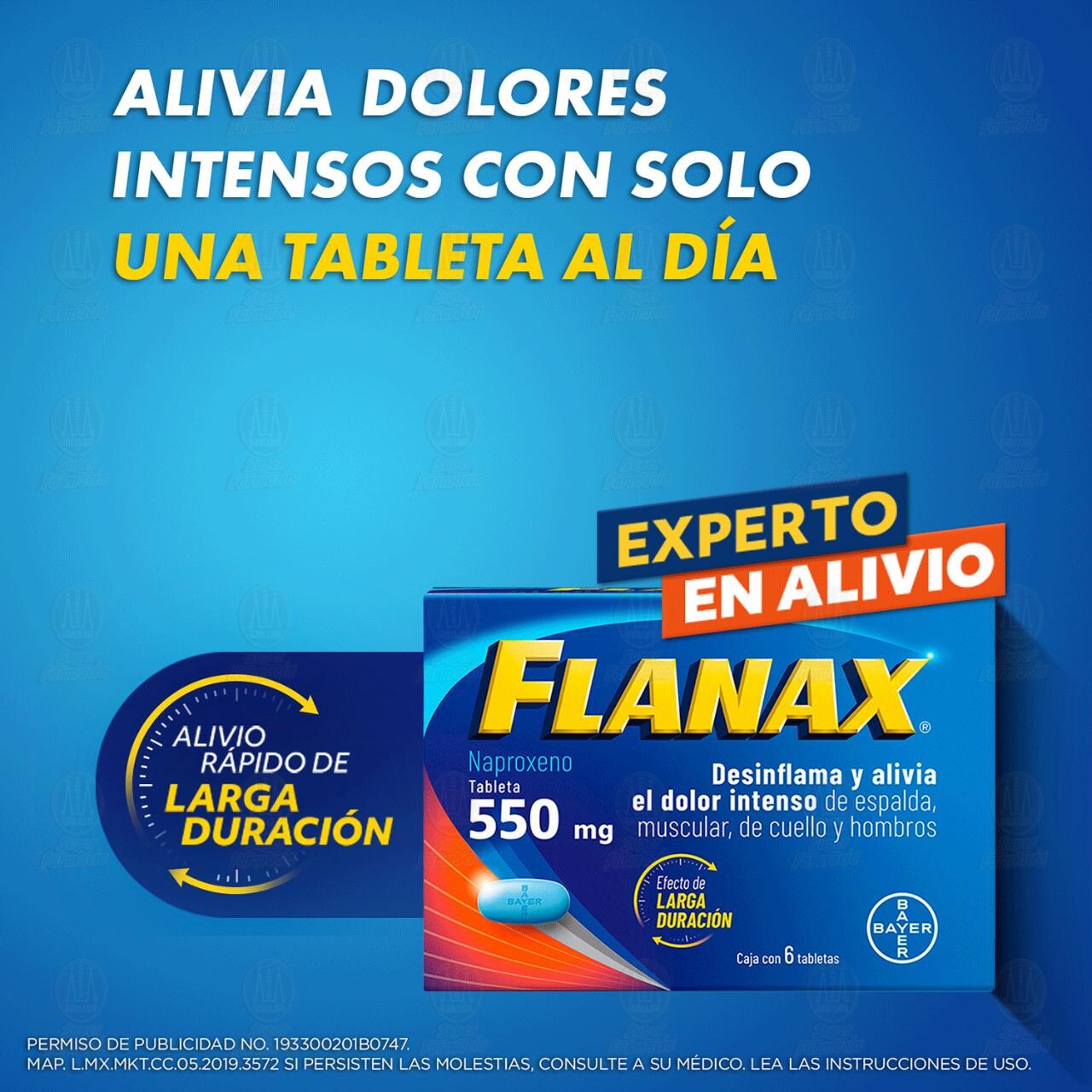 Flanax 550 mg Analg&eacute;sico, 6 Tabletas. image number 4