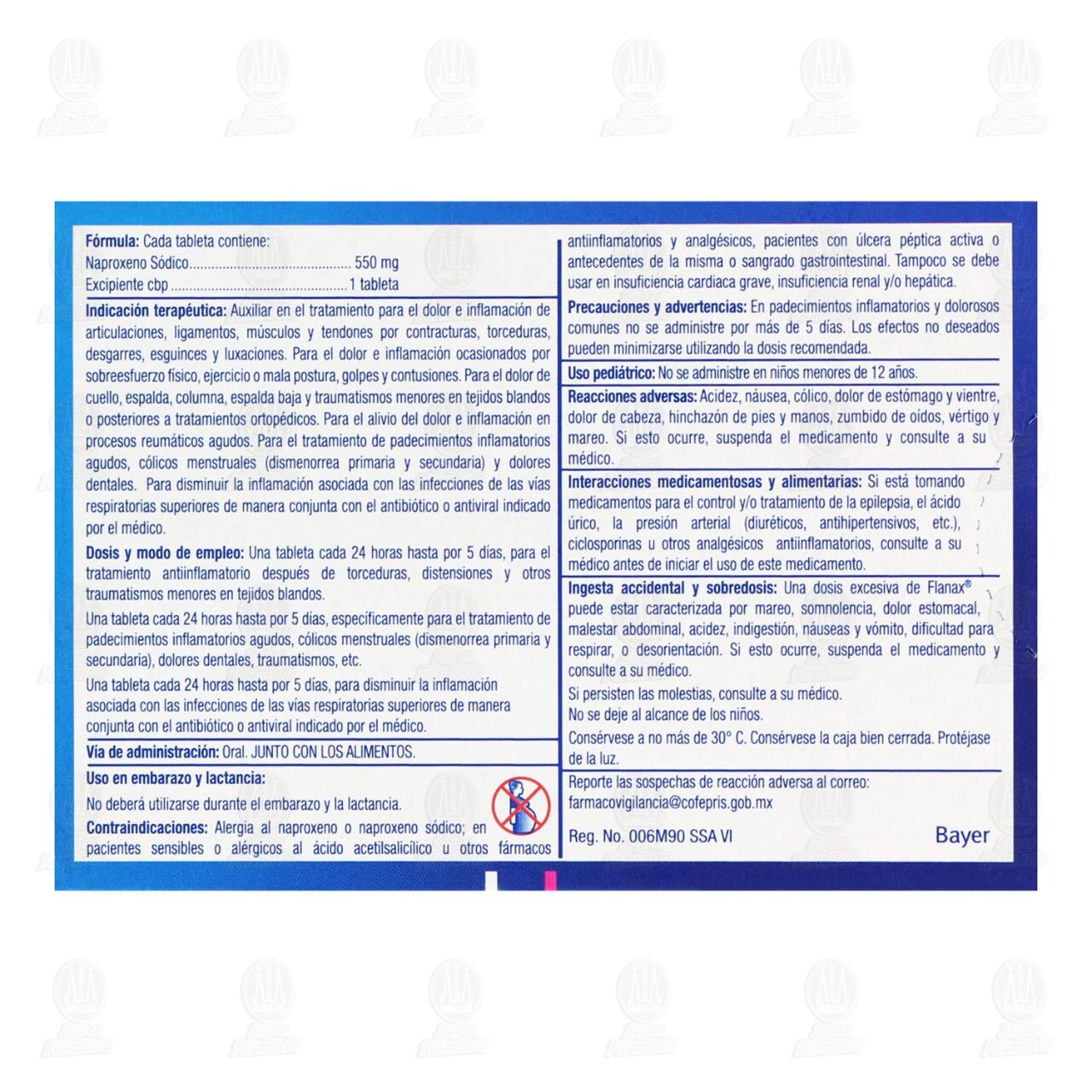 Flanax 550 mg Analg&eacute;sico, 6 Tabletas. image number 2