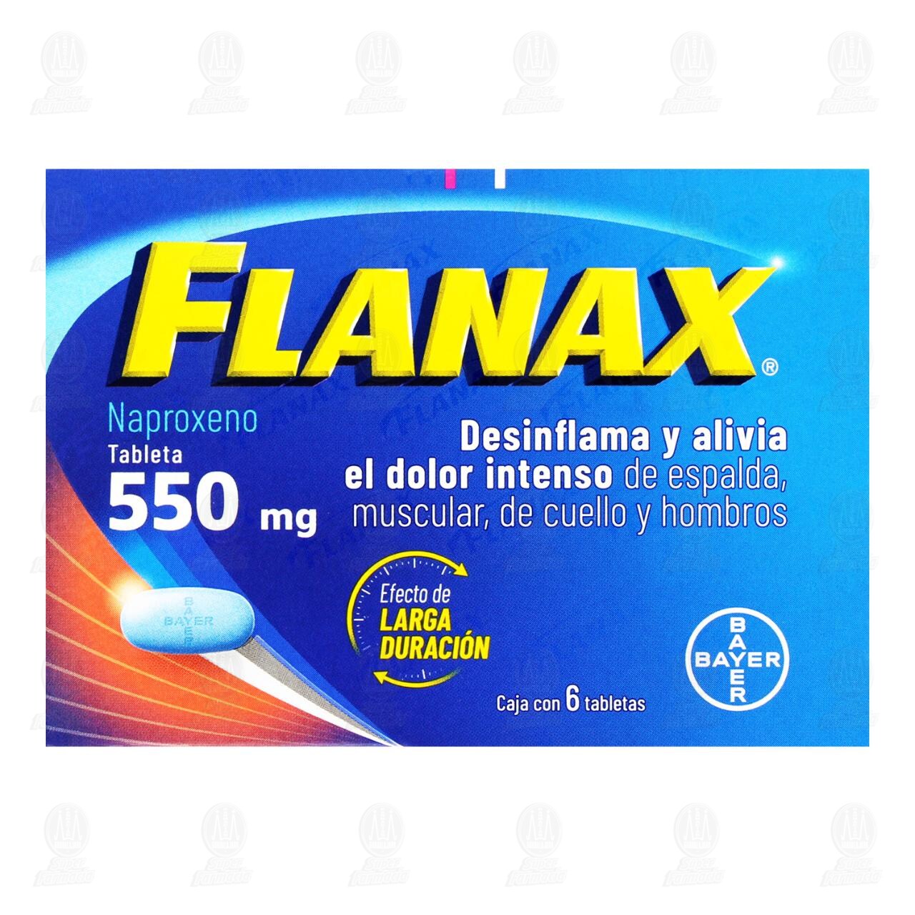 Flanax 550 mg Analg&eacute;sico, 6 Tabletas. image number 1