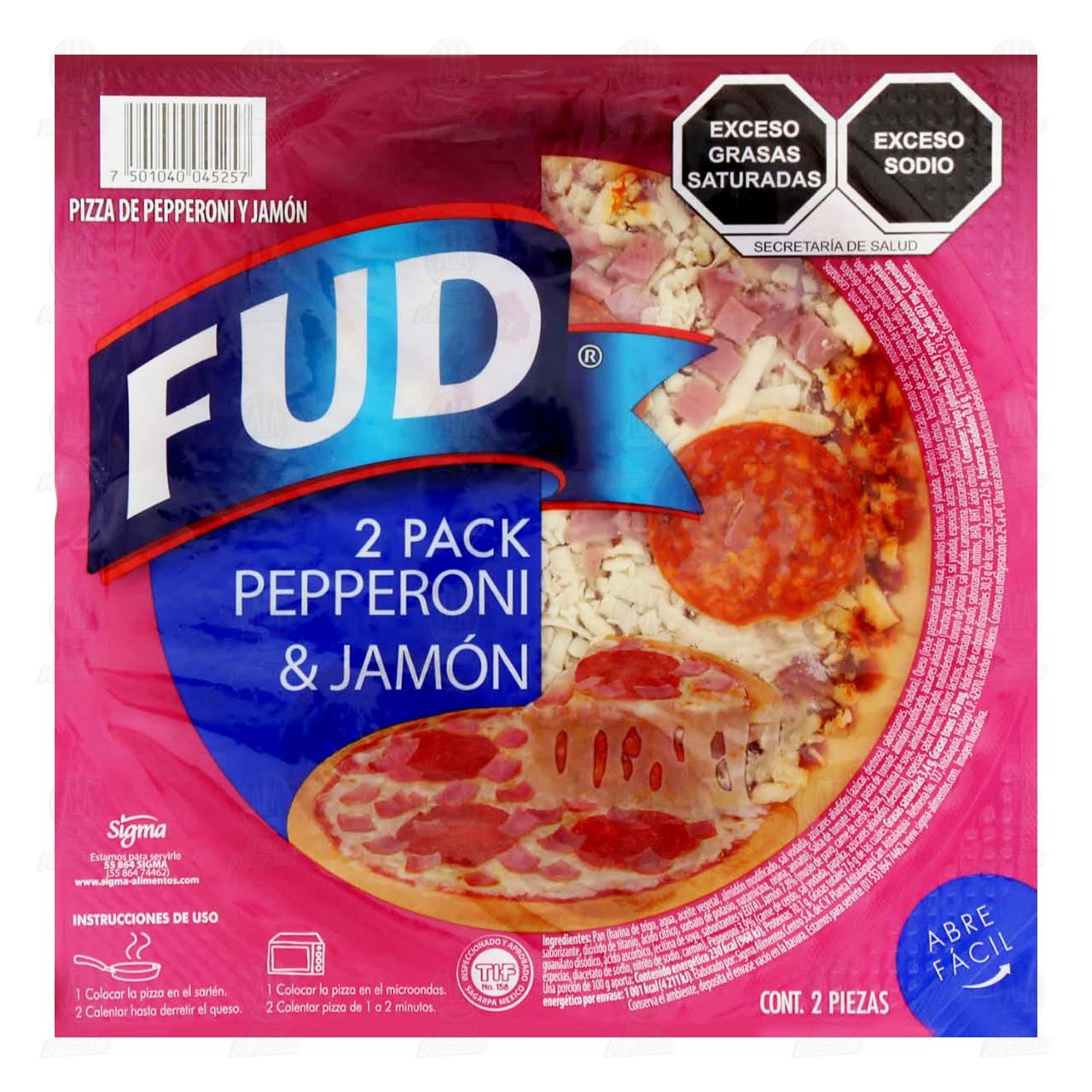 Pack Pizza Fud de Pepperoni & Jamón, 2 pzas.