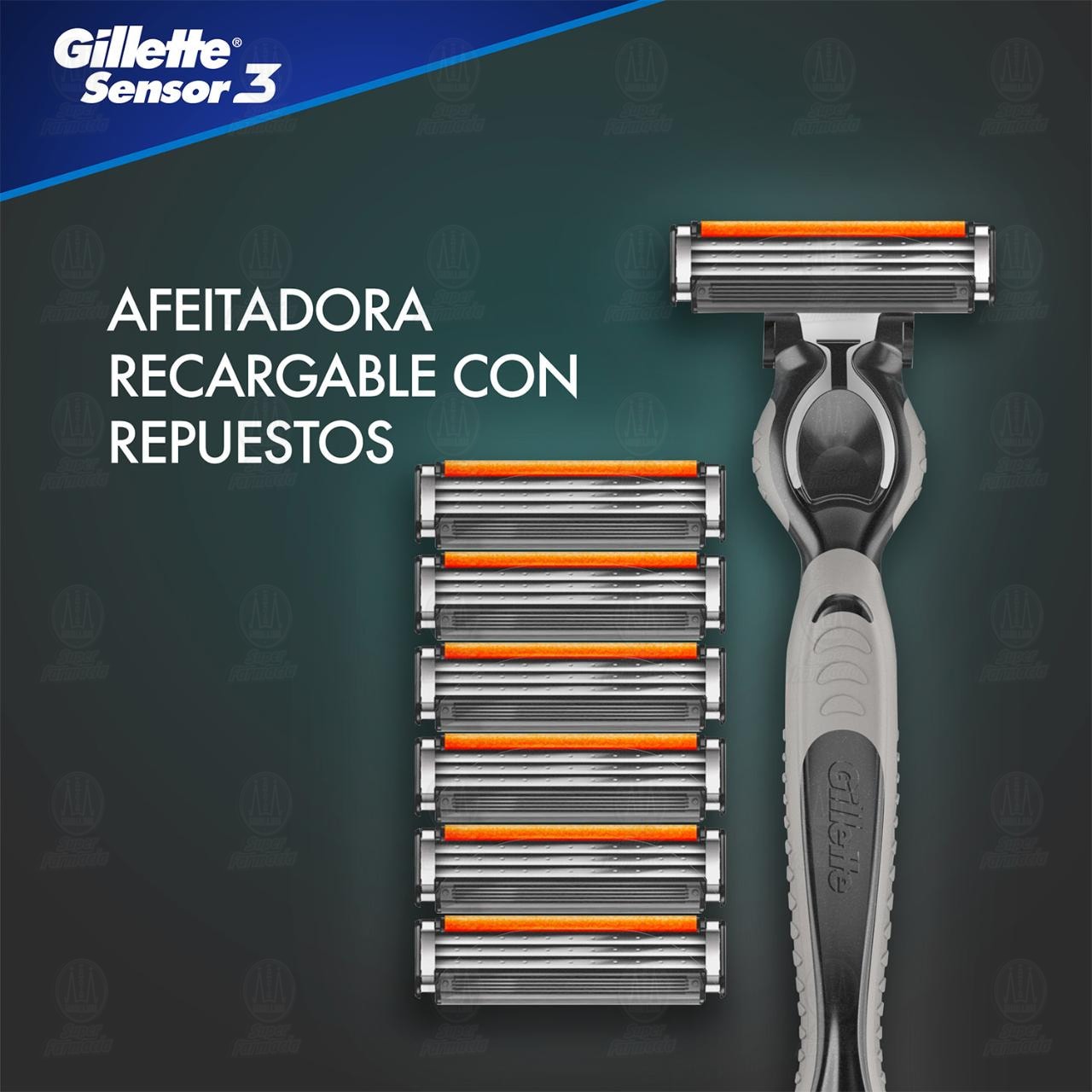 M&aacute;quina para Afeitar Gillette Sensor 3 con Cartuchos, 5 pzas. image number 2