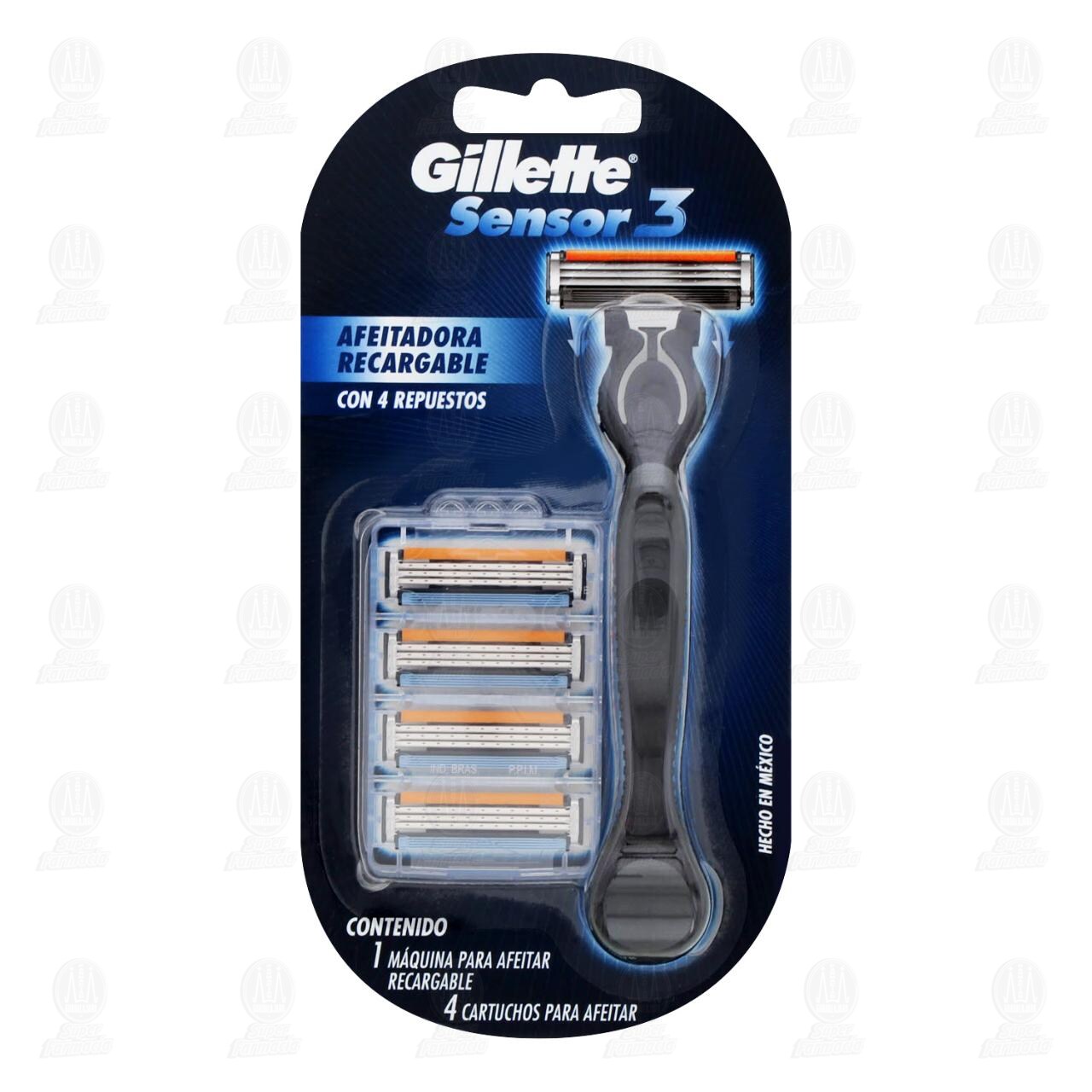M&aacute;quina para Afeitar Gillette Sensor 3 con Cartuchos, 5 pzas.