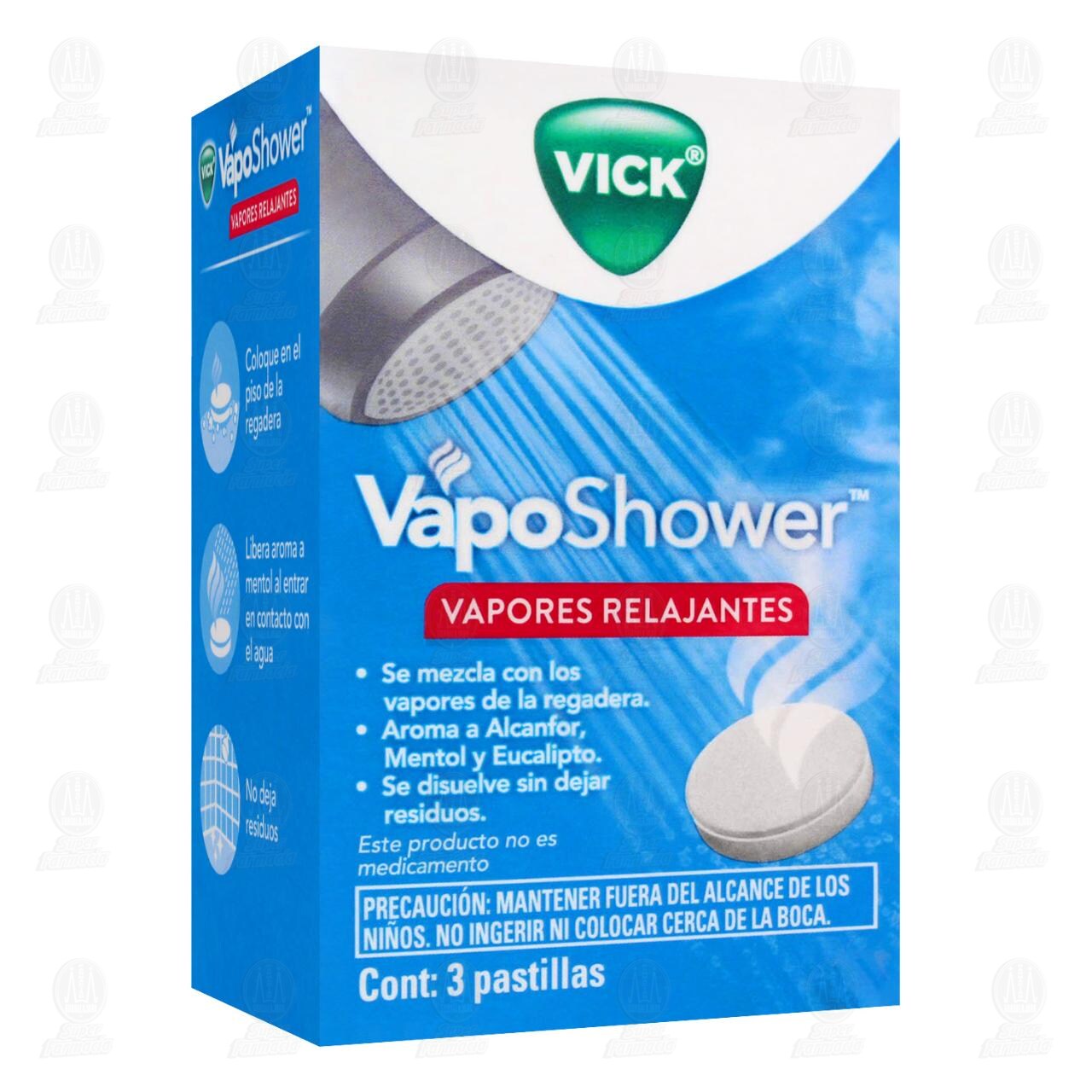 Vick VapoShower Vapores Relajantes, 3 Pastillas. image number 0