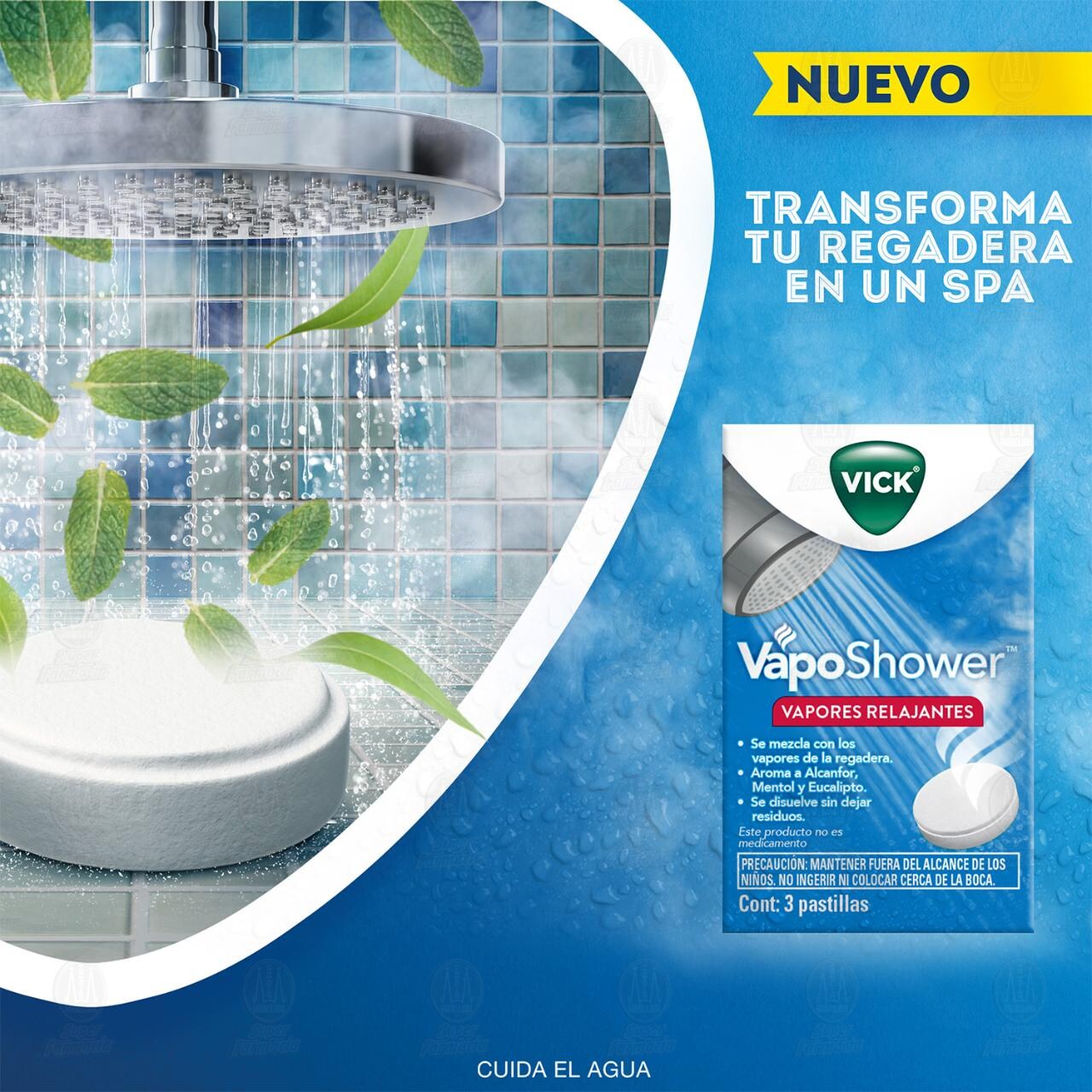 Vick VapoShower Vapores Relajantes, 3 Pastillas. image number 2
