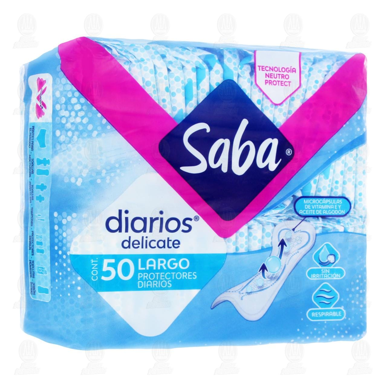 Imagen para Protectores Femeninos Saba Diarios Tamaño Largo, 50 pzas.