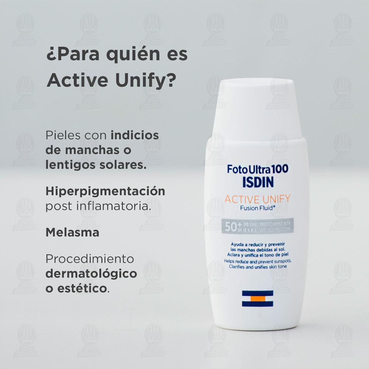 Fotoprotector Isdin FotoUltra 100 Active Unify Aclara y Unifica SPF50+, 50 ml. image number 3