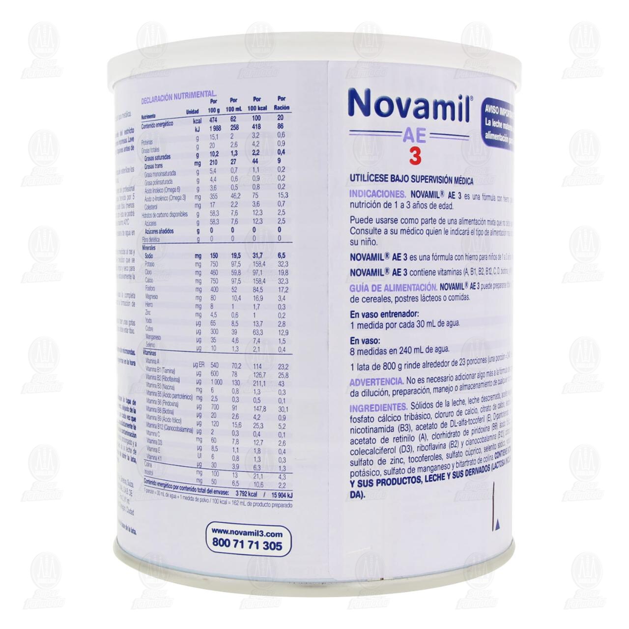 F&oacute;rmula L&aacute;ctea Novamil AE Etapa 3 en Polvo (Edad 1-3 A&ntilde;os), 800 gr. image number 2