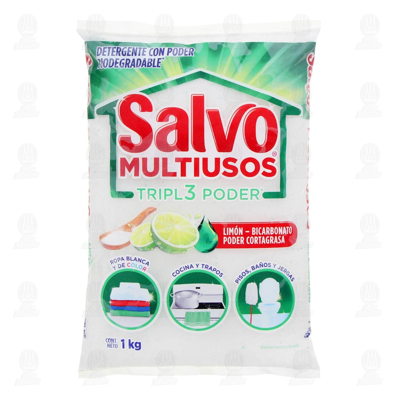 Detergente en Polvo Salvo Multiusos Triple Poder, 1 kg.